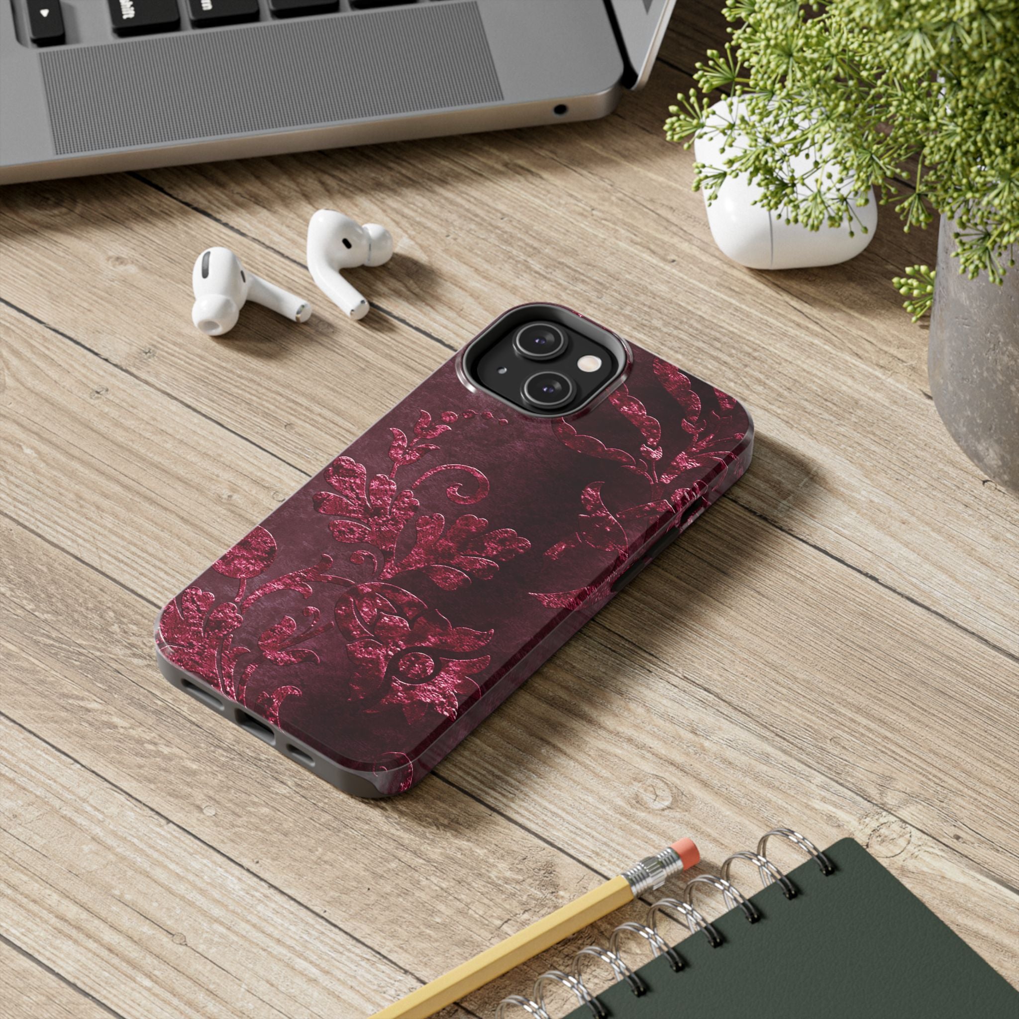 embossed-burgundy-velvet-tough-iphone-case-protective-iphone-cover-heavy-duty-iphone-case-rugged-phone-case-durable-smartphon