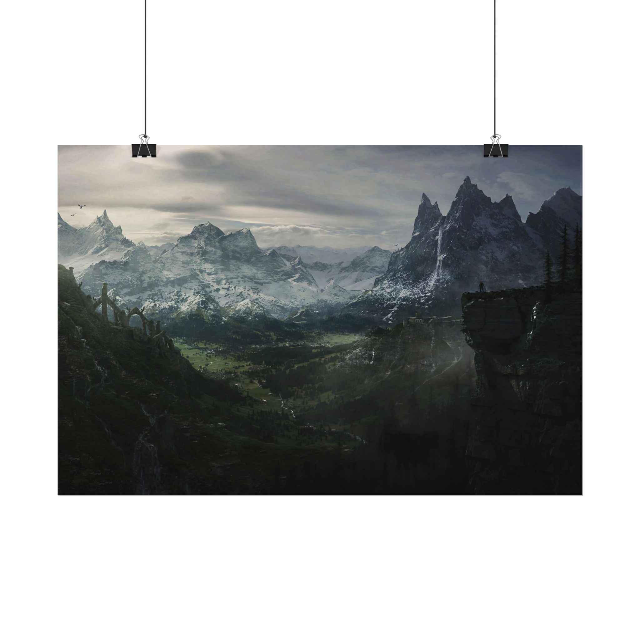the-elder-scrolls-skyrim-poster-wall-art-scenery-dragon-and-viking-game-poster-print-room-decor-warrior-gaming