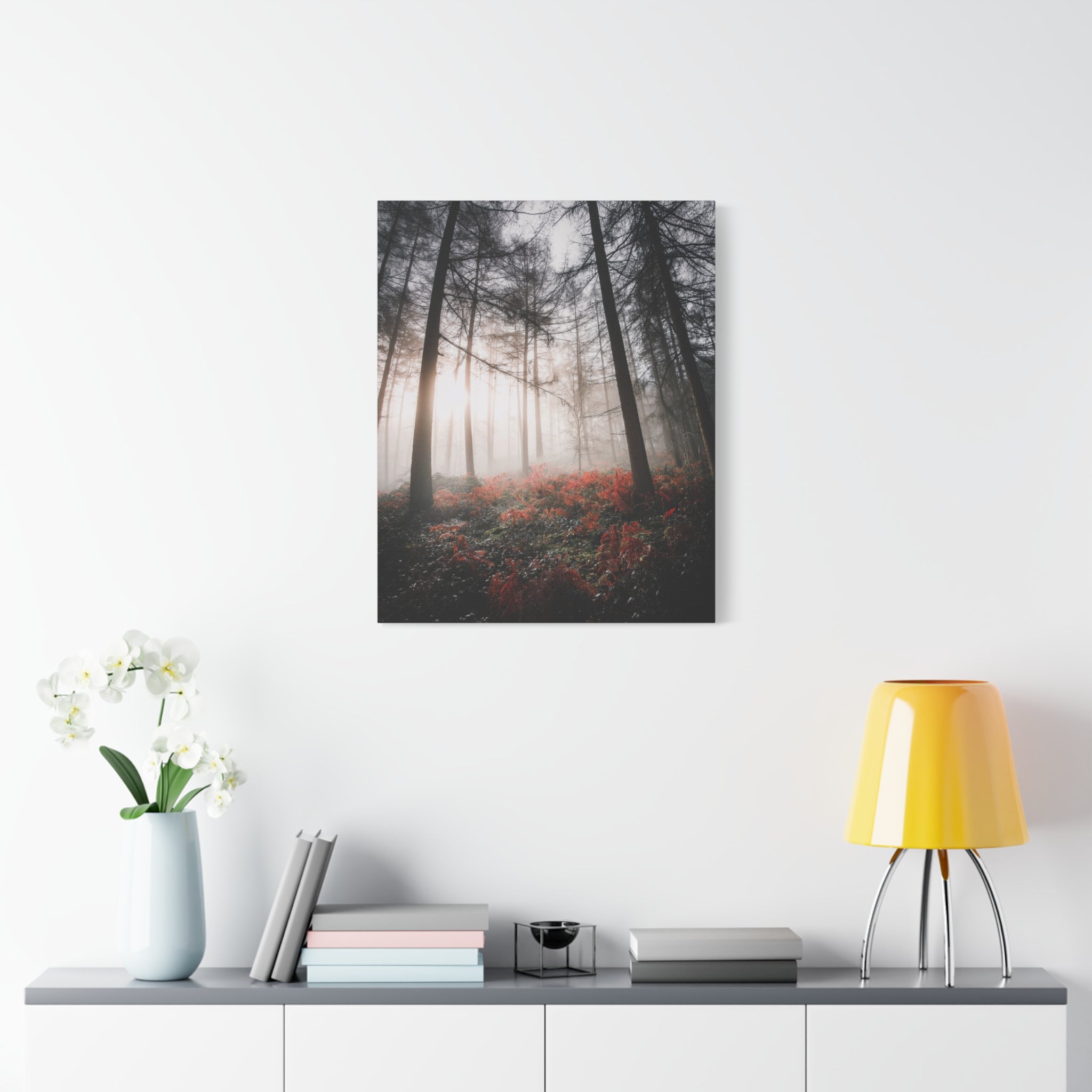 canvas-print-misty-woods-art-living-room-wall-decor-sunlight-forest-landscape-aesthetic-nature-art-stretched-artwork-matte-ca