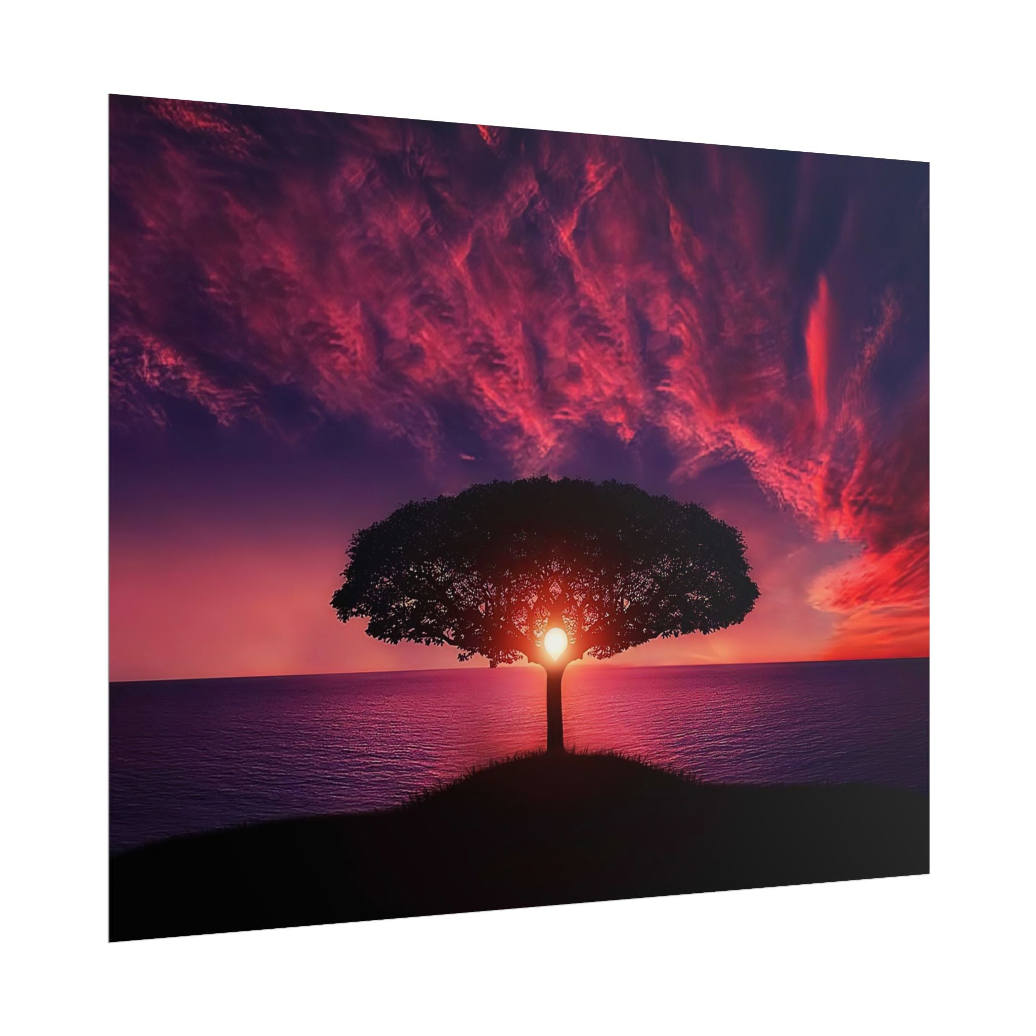 Panoramic Sunset Poster Print, Tree Wall Art, Scenery Decor, Exra Large Wall Art, Canvas Art Print, Landscape, Nature Wall Decor