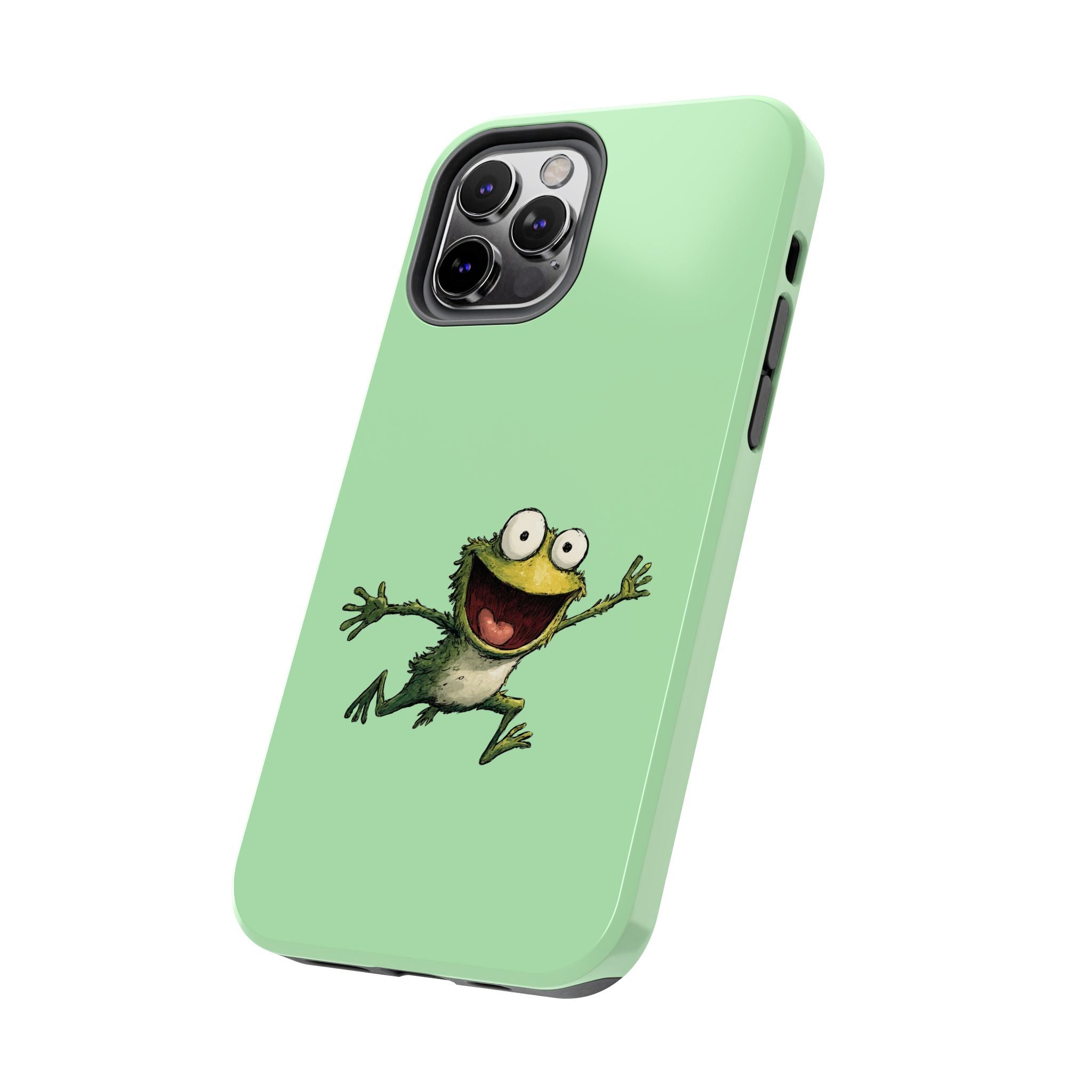 Quirky Funny Frog iPhone Tough Case - Kawaii Animal Phone Cover - Frog Protective Phone Cover - Green iPhone Case