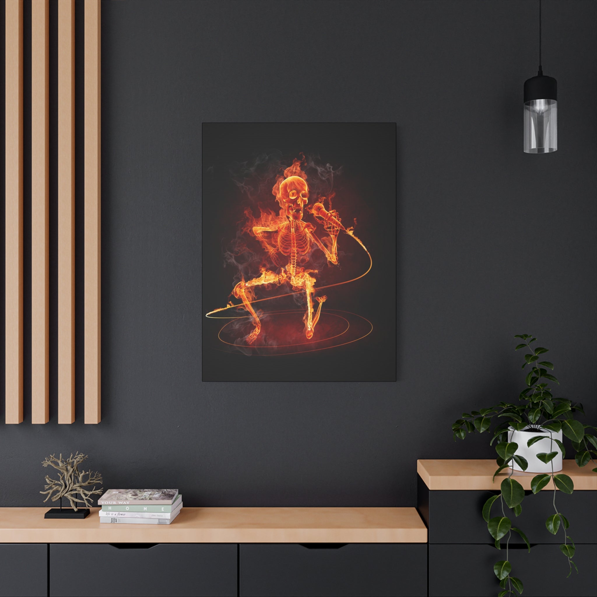 canvas-print-music-microphone-bones-fire-skull-home-decor-living-room-decor-rockn-roll-decor