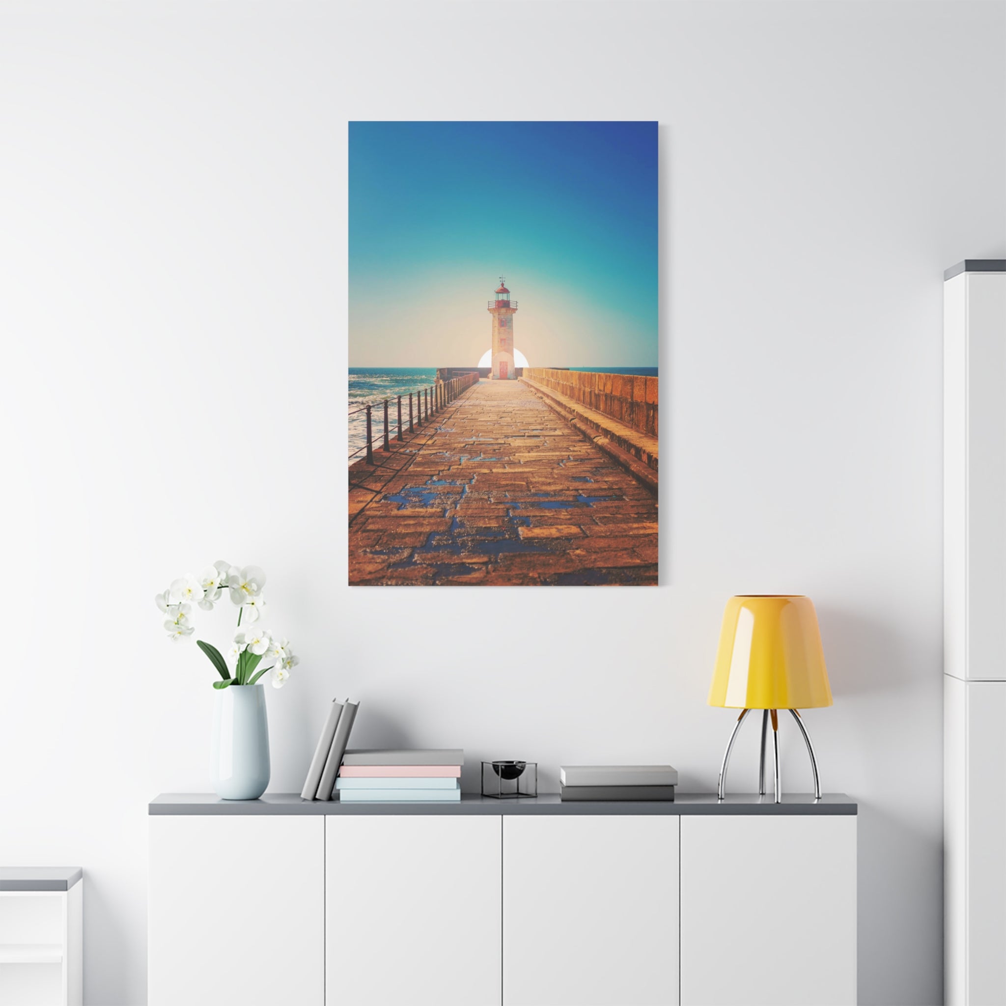 canvas-print-lighthouse-on-rock-matte-canvas-stretched-1-25-inch-coastal-wall-art-nautical-decor-beach-house-decoration-seasi