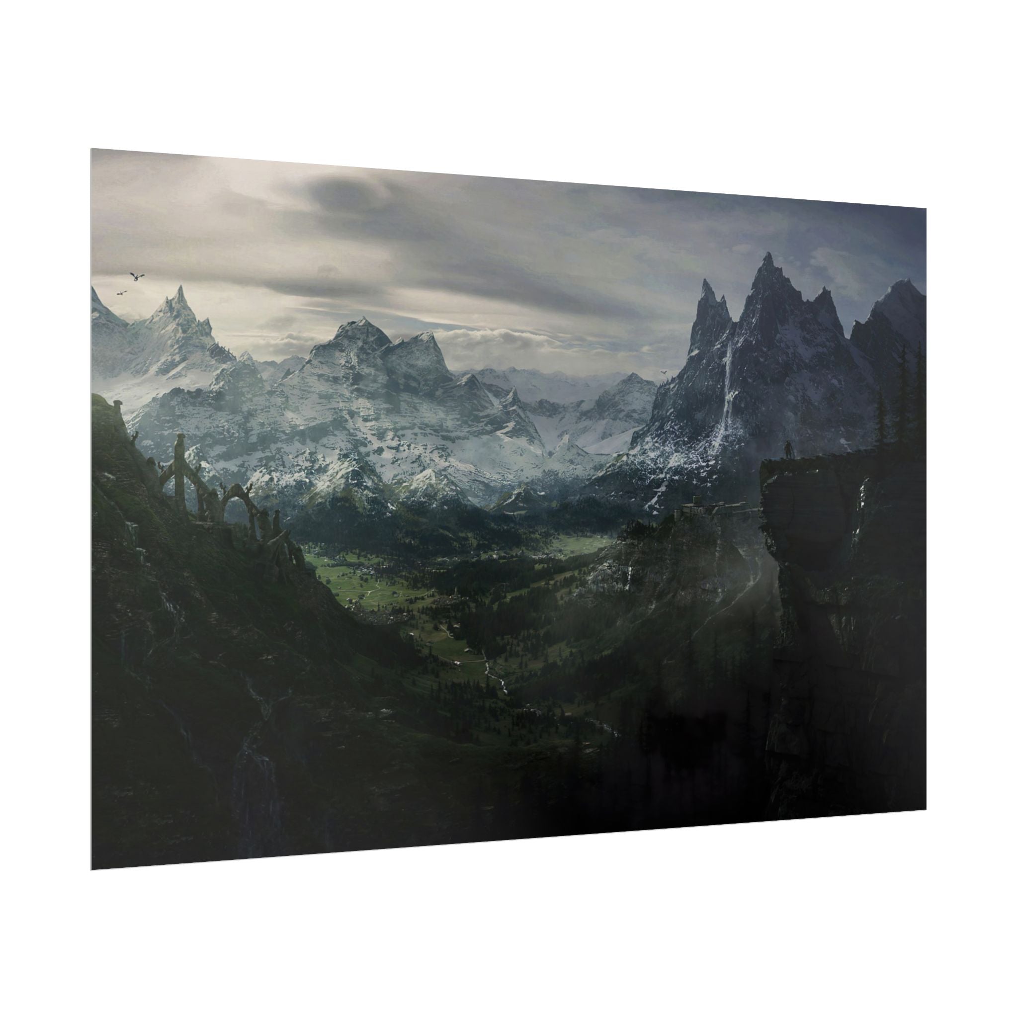the-elder-scrolls-skyrim-poster-wall-art-scenery-dragon-and-viking-game-poster-print-room-decor-warrior-gaming