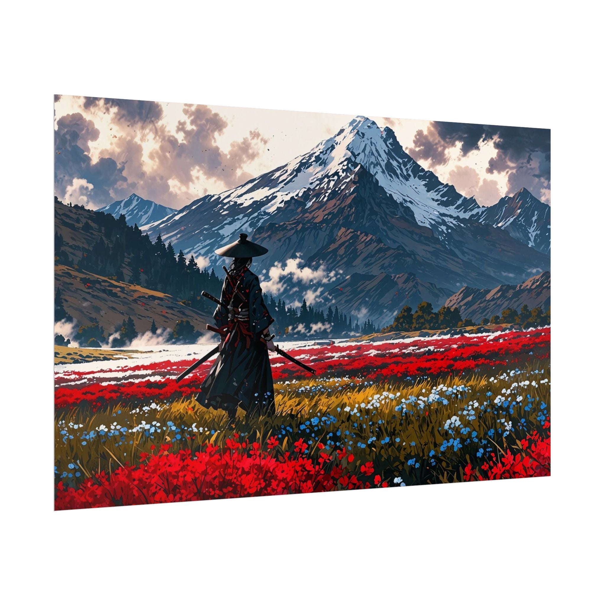 Samurai Canvas Print - Katana Japanese Artwork, Asian Decor, Samurai Warrior Poster, Anime Poster