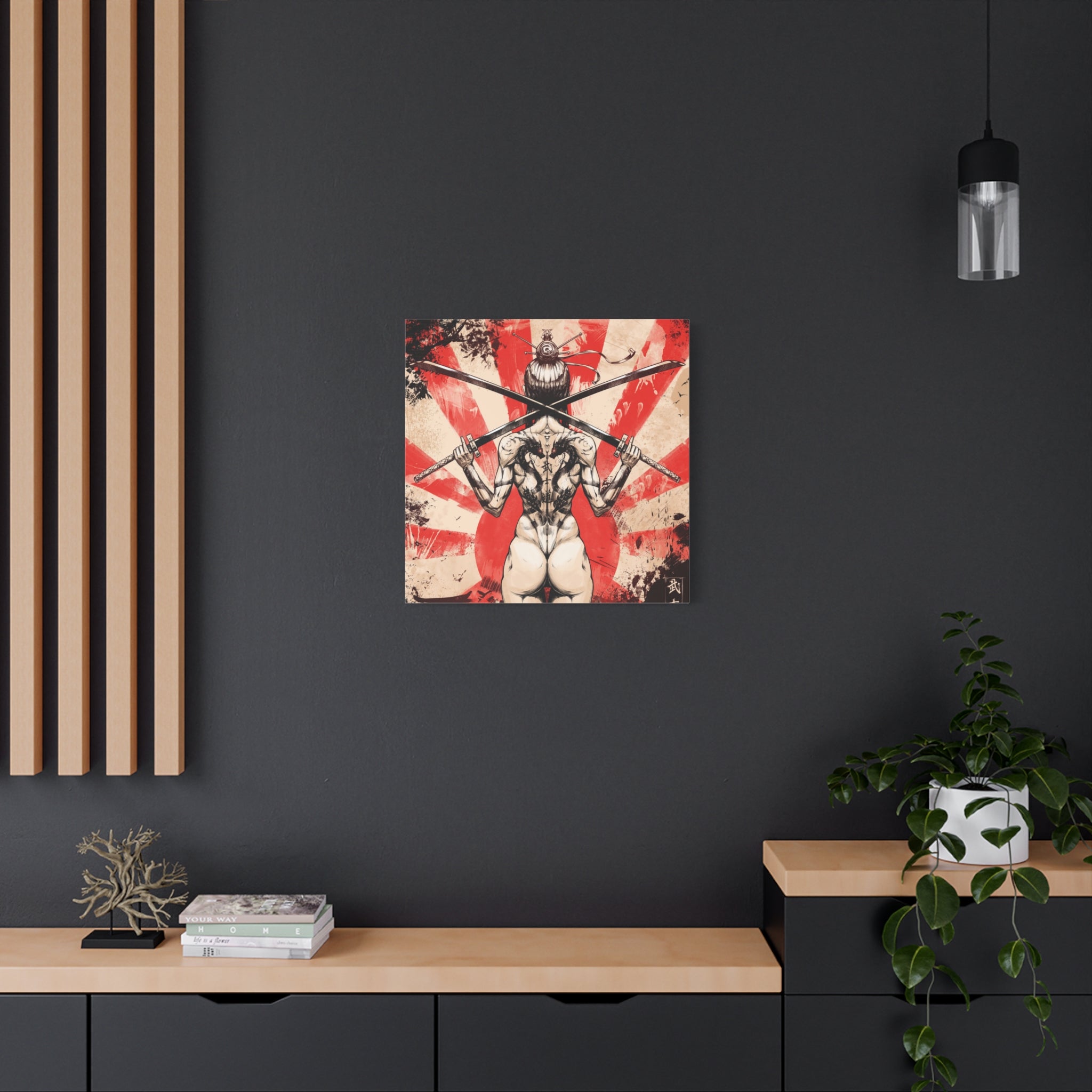 canvas-print-samurai-katana-dragon-tattoo-naked-woman-wall-decor-stretched-matte-japanese-art-asian-home-decoration-fantasy