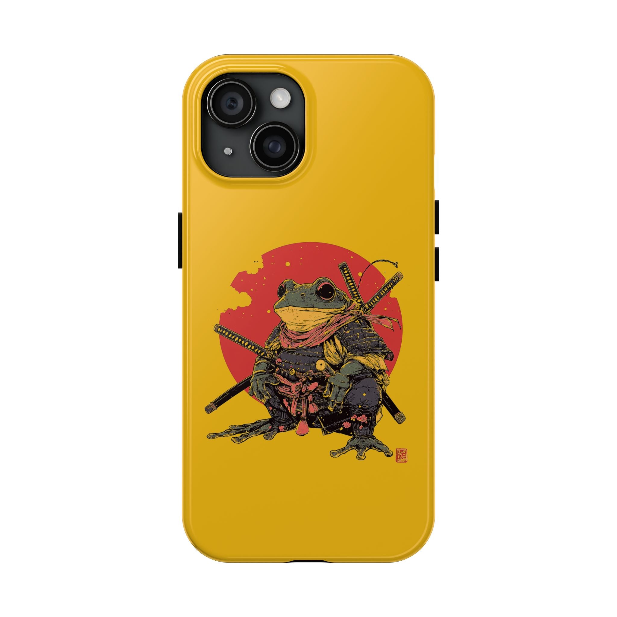 retro-vintage-ninja-frog-iphone-tough-case-red-sun-japanese-samurai-frog-design-ninja-warrior-yellow-iphone-hard-cover