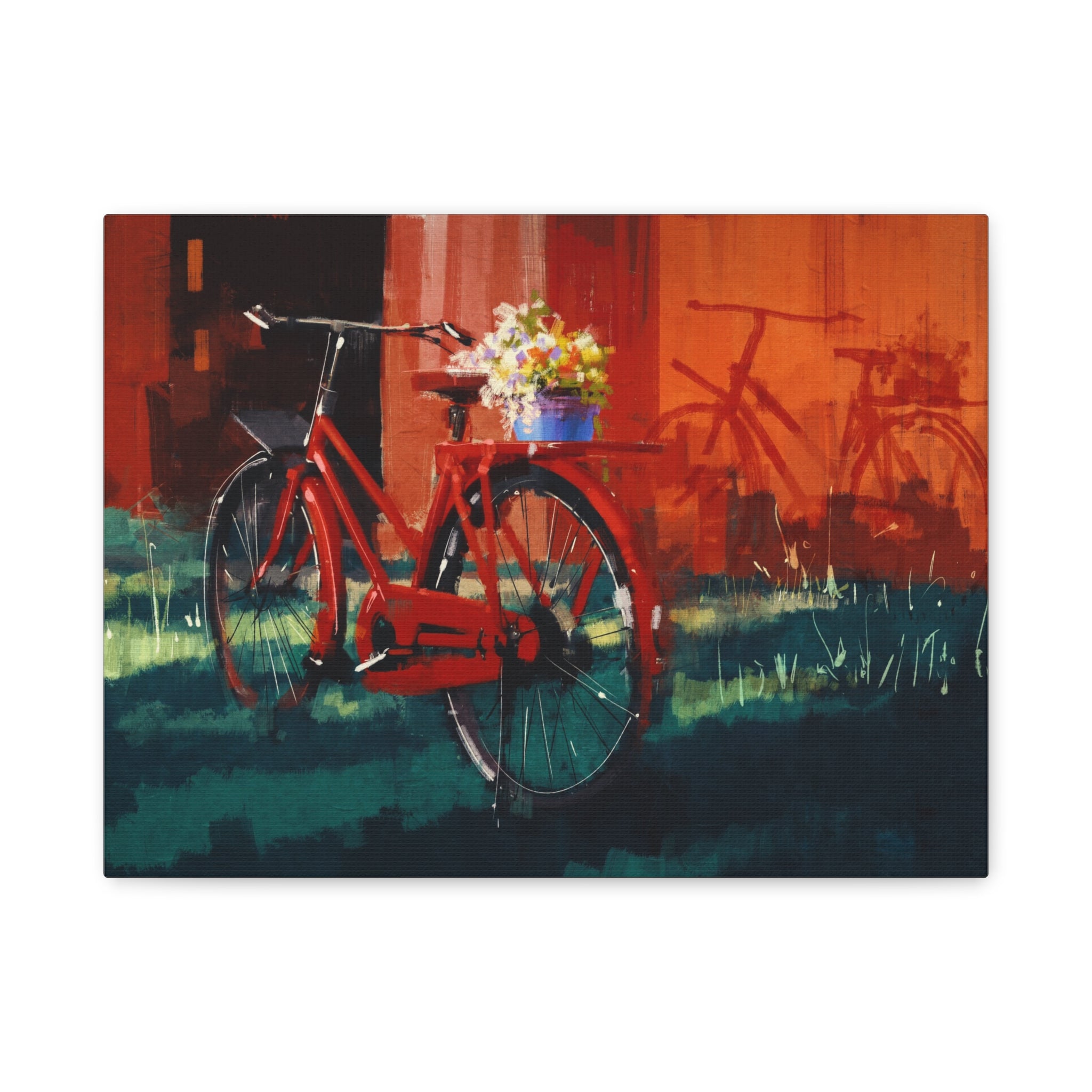 canvas-print-retro-bicycle-basket-spring-oil-watercolor-artwork-living-room-wall-decor-home-wall-art-stretched-matte