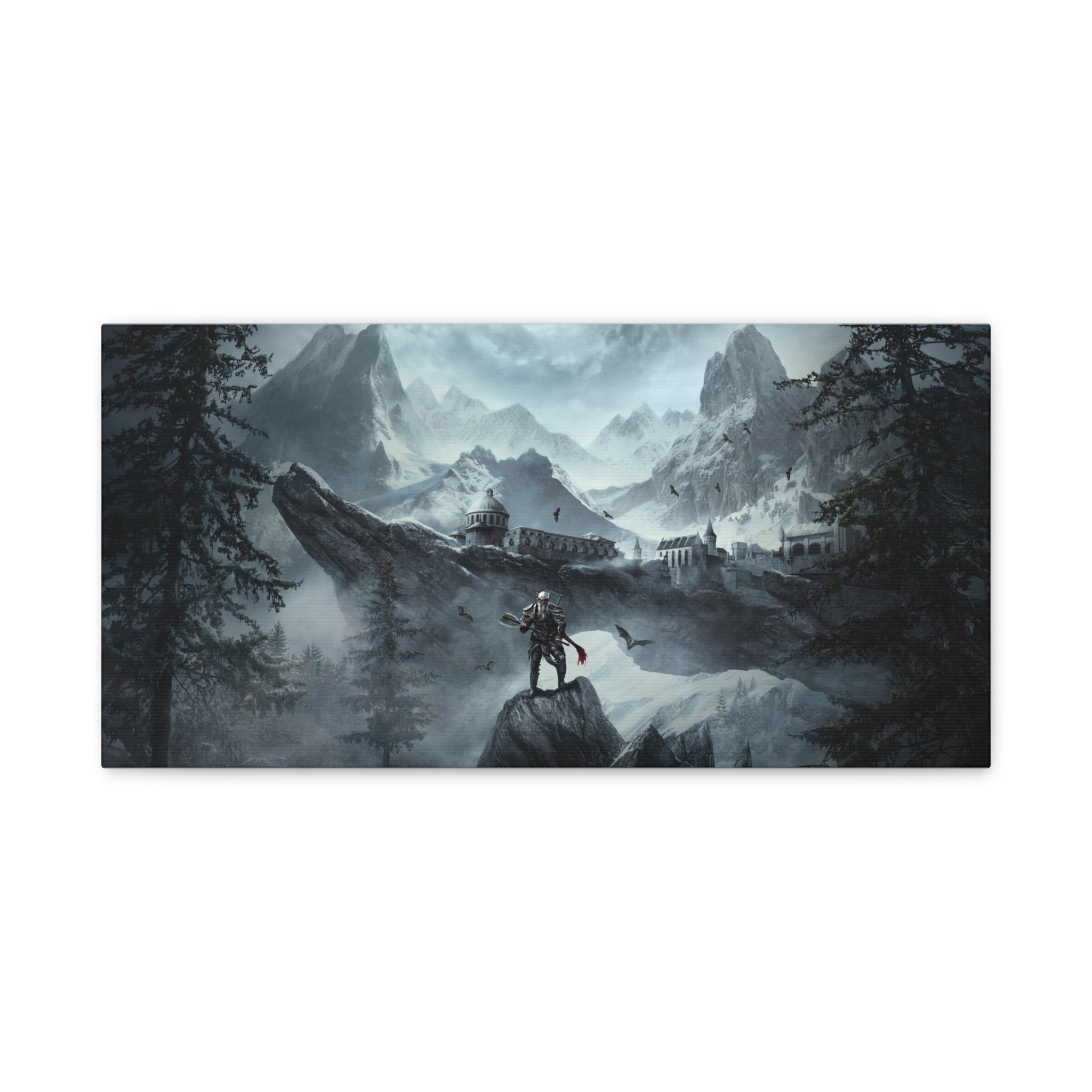 The Elder Scrolls Skyrim Canvas Wall Art - Dragon Game Canvas Print Room Decor, Viking Warrior Gaming Wall Art, Skyrim Gift