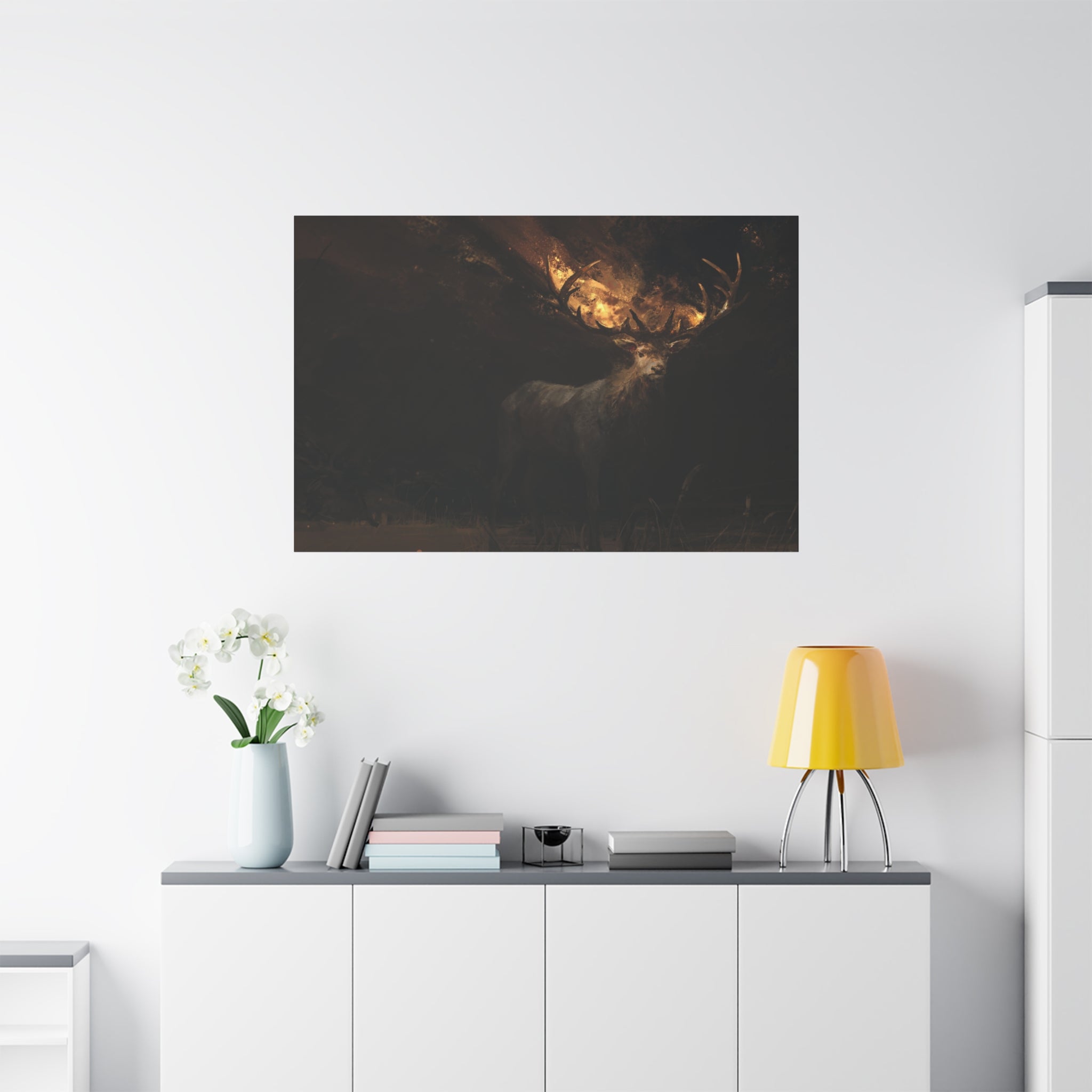 canvas-wall-art-decor-deer-fantasy-art-fire-stretched-canvas-unique-animal-print-matte-finish-home-wall-hanging-gift-for-natu