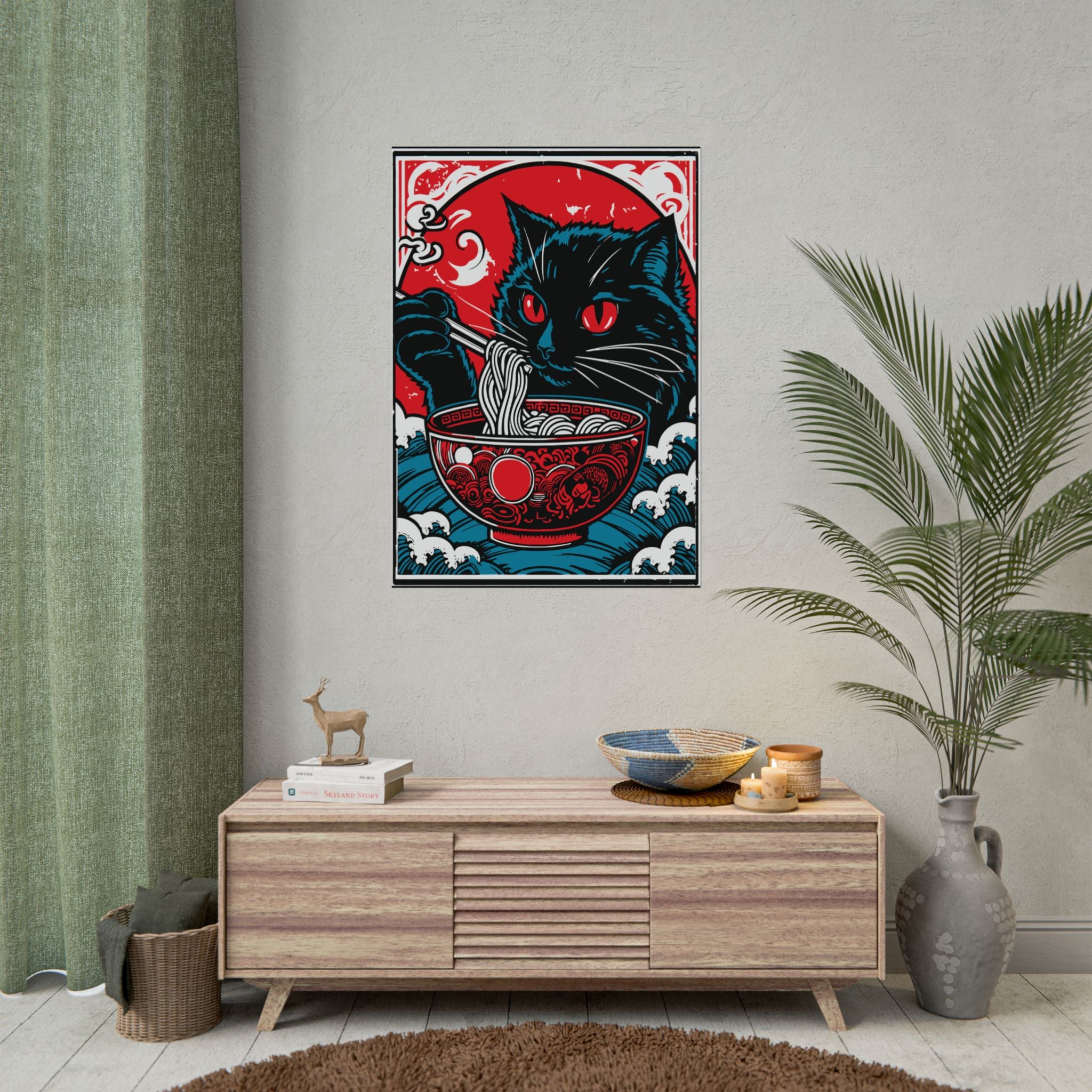 poster-print-cat-eating-ramen-noodle-retro-japanese-decor-wall-art-living-room-decoration-japandi-poster-art-home-decor-cute-