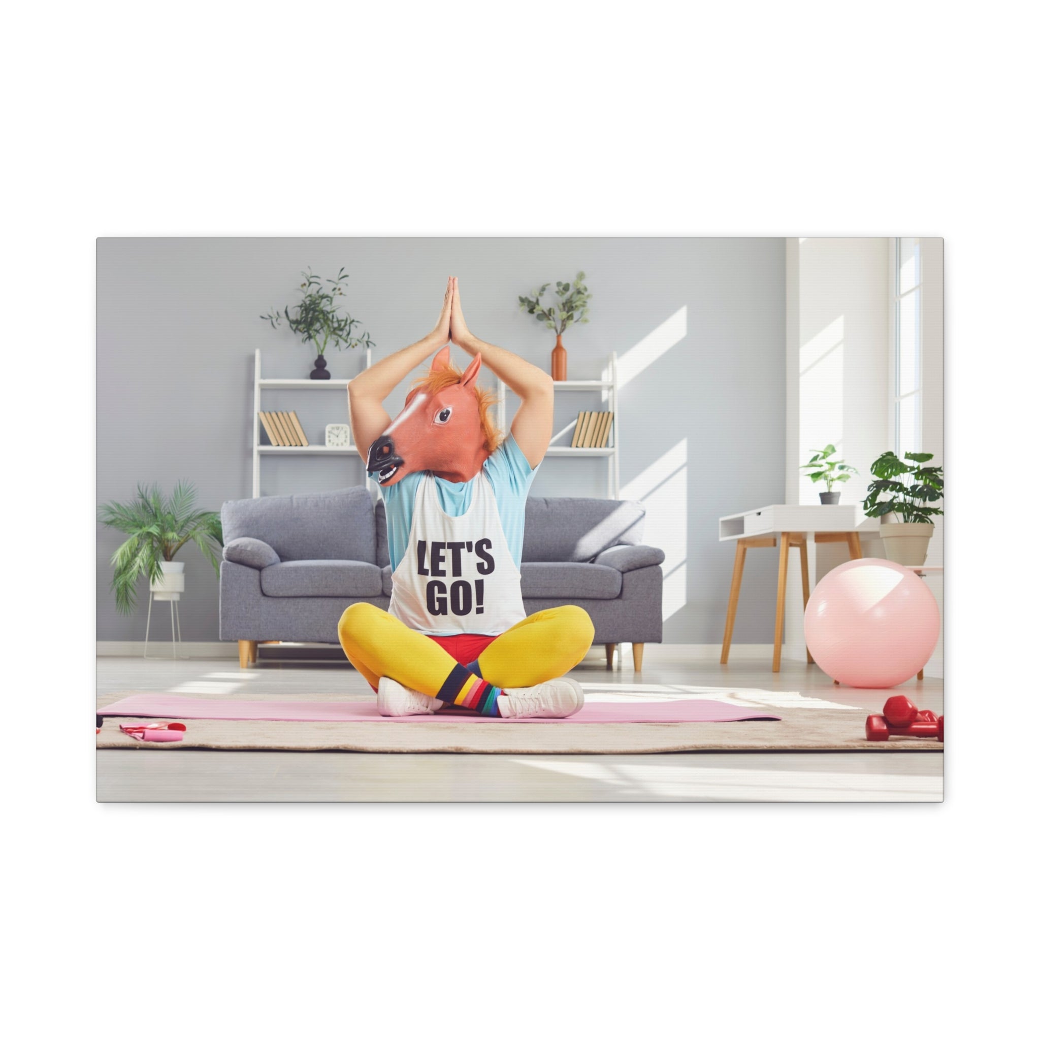 yoga-canvas-funny-horse-mask-matte-wall-art-stretched-decoration-home-decor-gift-poster-print-artwork