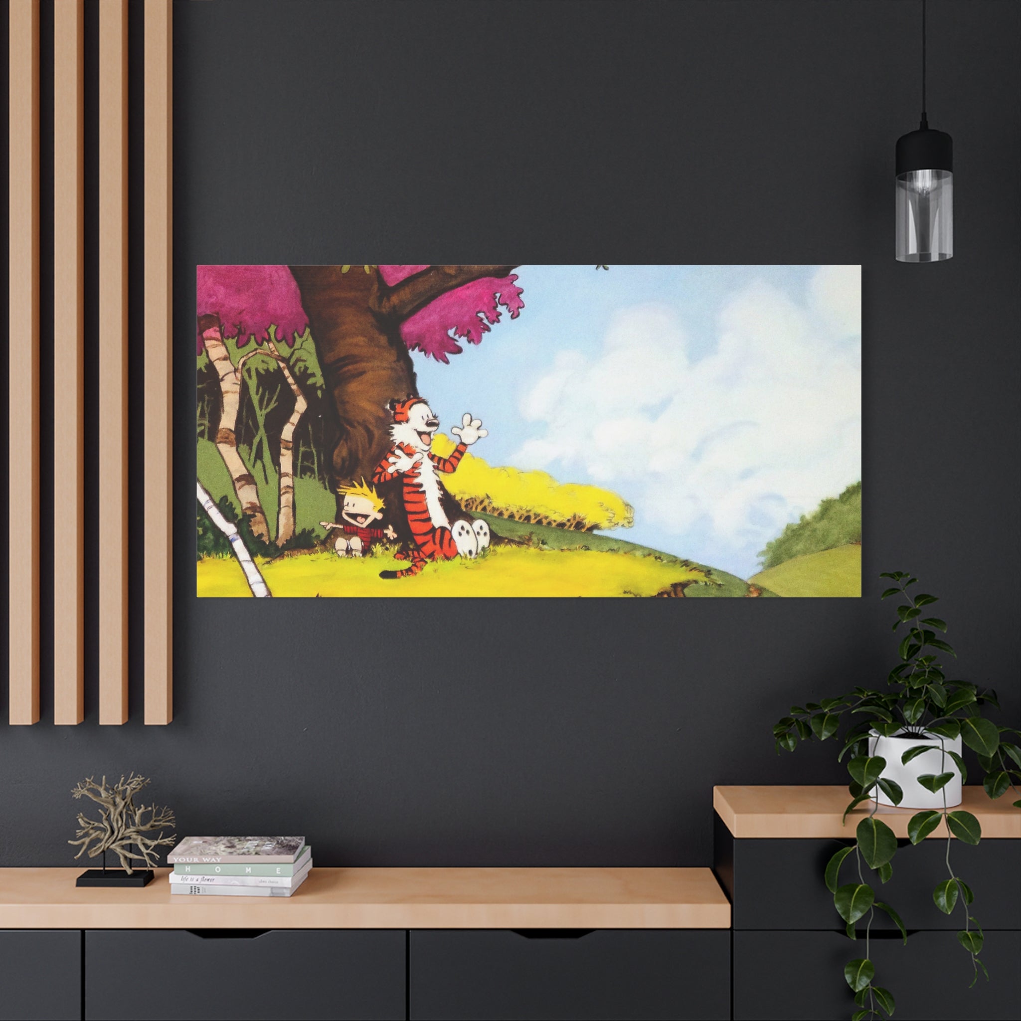 Calvin and Hobbes Canvas Wall Art - Nostalgic Comic Strip Poster for Kids Room & Nursery Room Decor - Adventure Theme Print