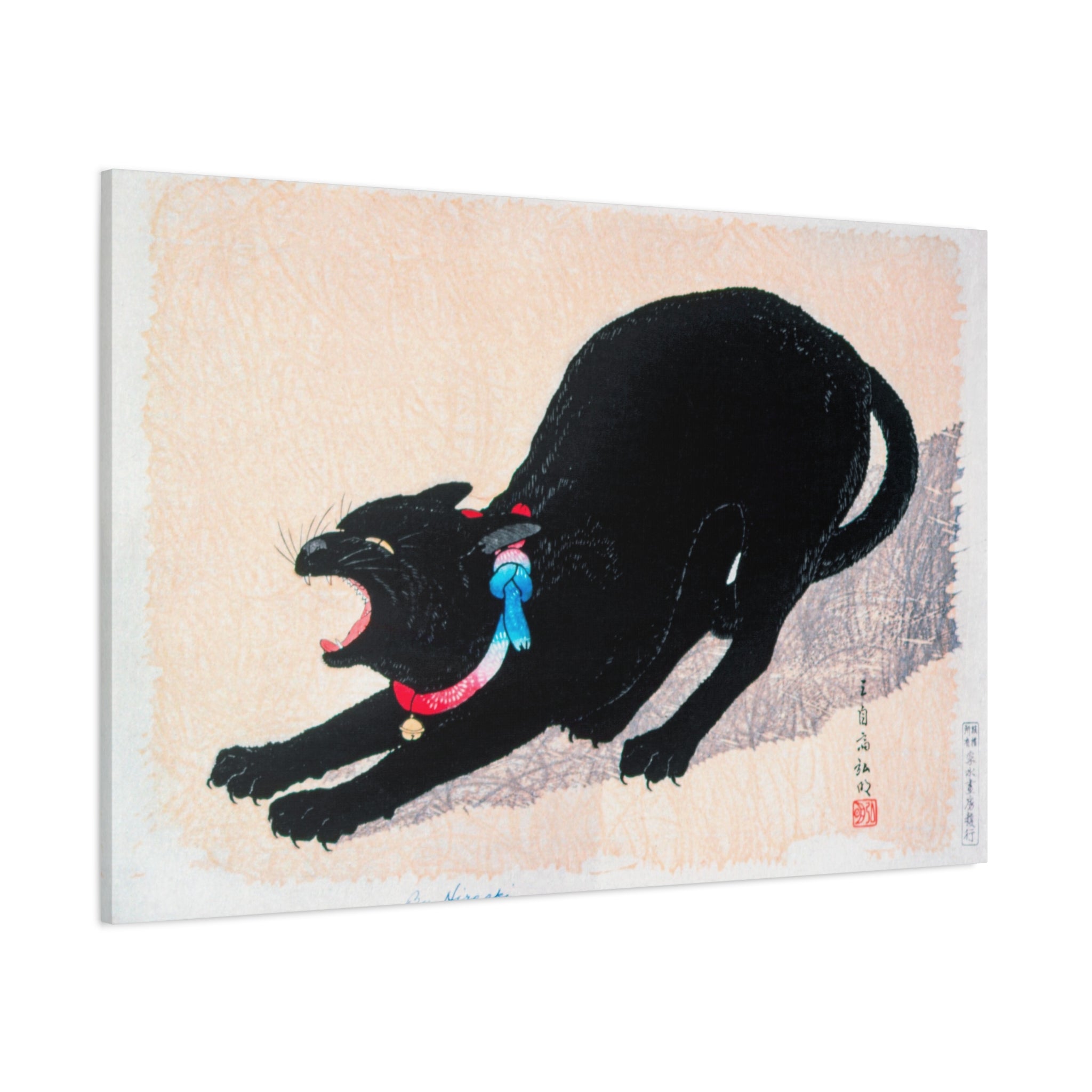 canvas-print-wall-art-black-cat-hissing-by-hiroaki-takahashi-living-room-decor-japanese-art-home-wall-decor