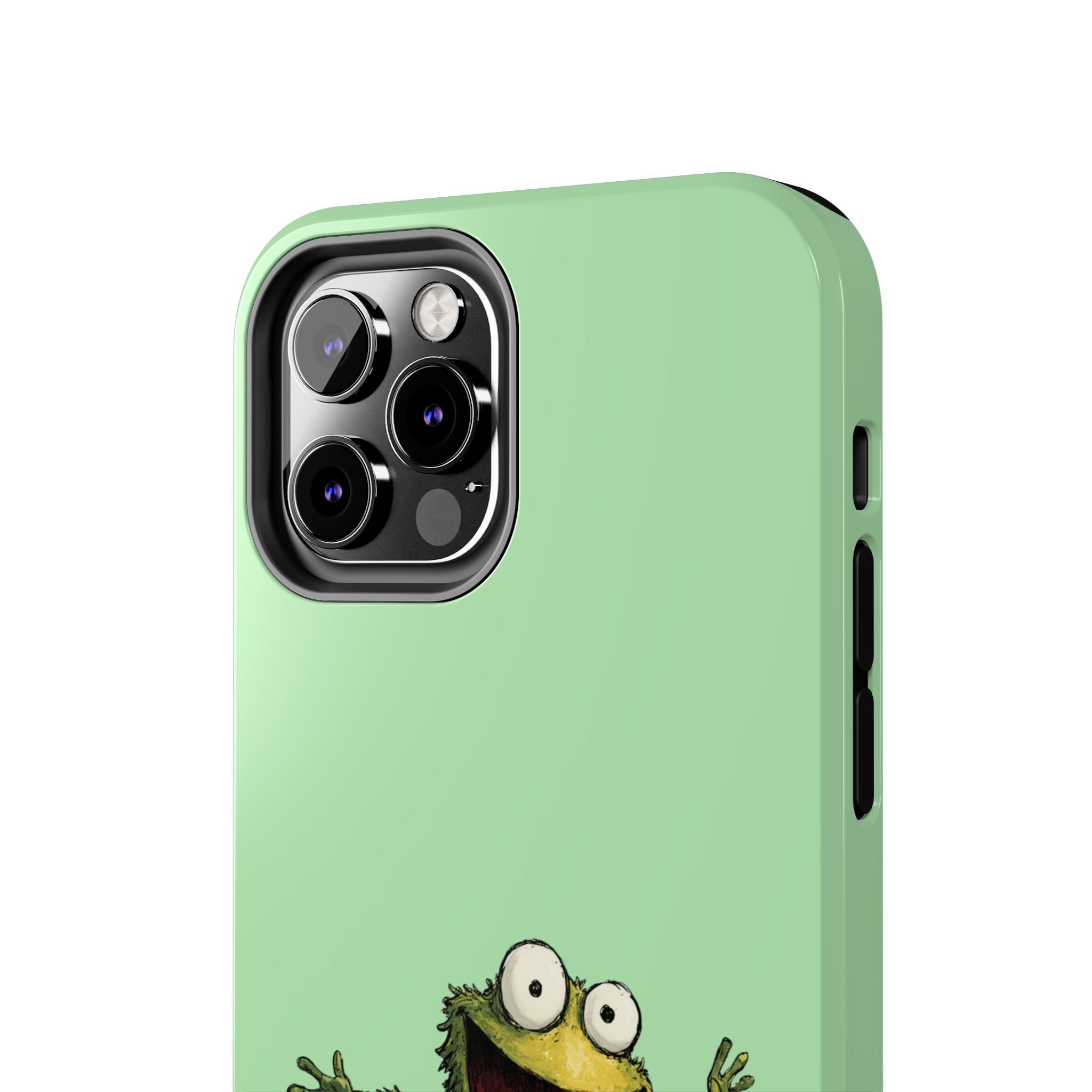Quirky Funny Frog iPhone Tough Case - Kawaii Animal Phone Cover - Frog Protective Phone Cover - Green iPhone Case