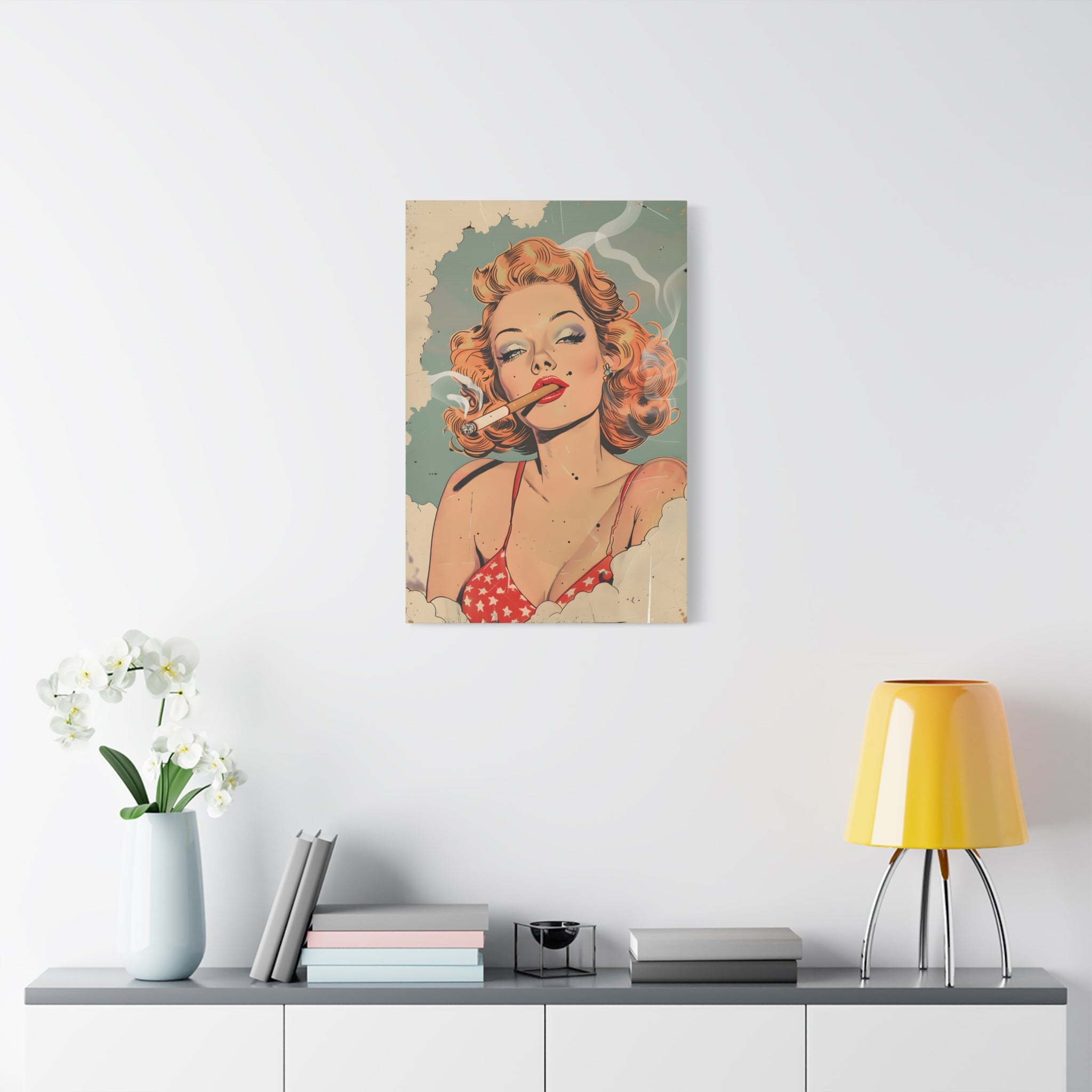 vintage-pin-up-girl-canvas-print-matte-canvas-stretched-wall-art-retro-pinup-poster-pin-up-illustration-home-decor-wall-hangi