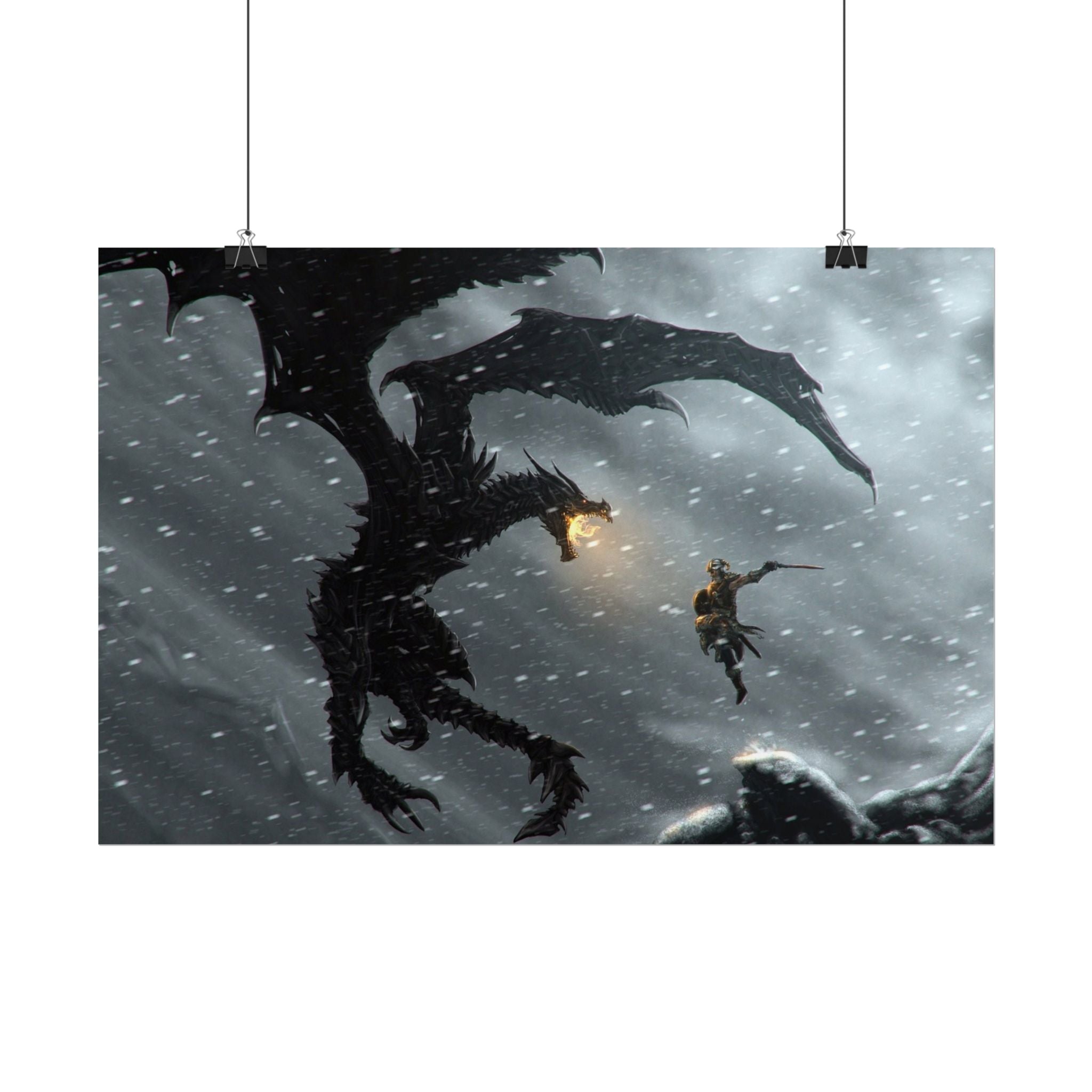 the-elder-scrolls-skyrim-poster-wall-art-dragon-and-viking-game-poster-print-room-decor-warrior-gaming-wall-ar