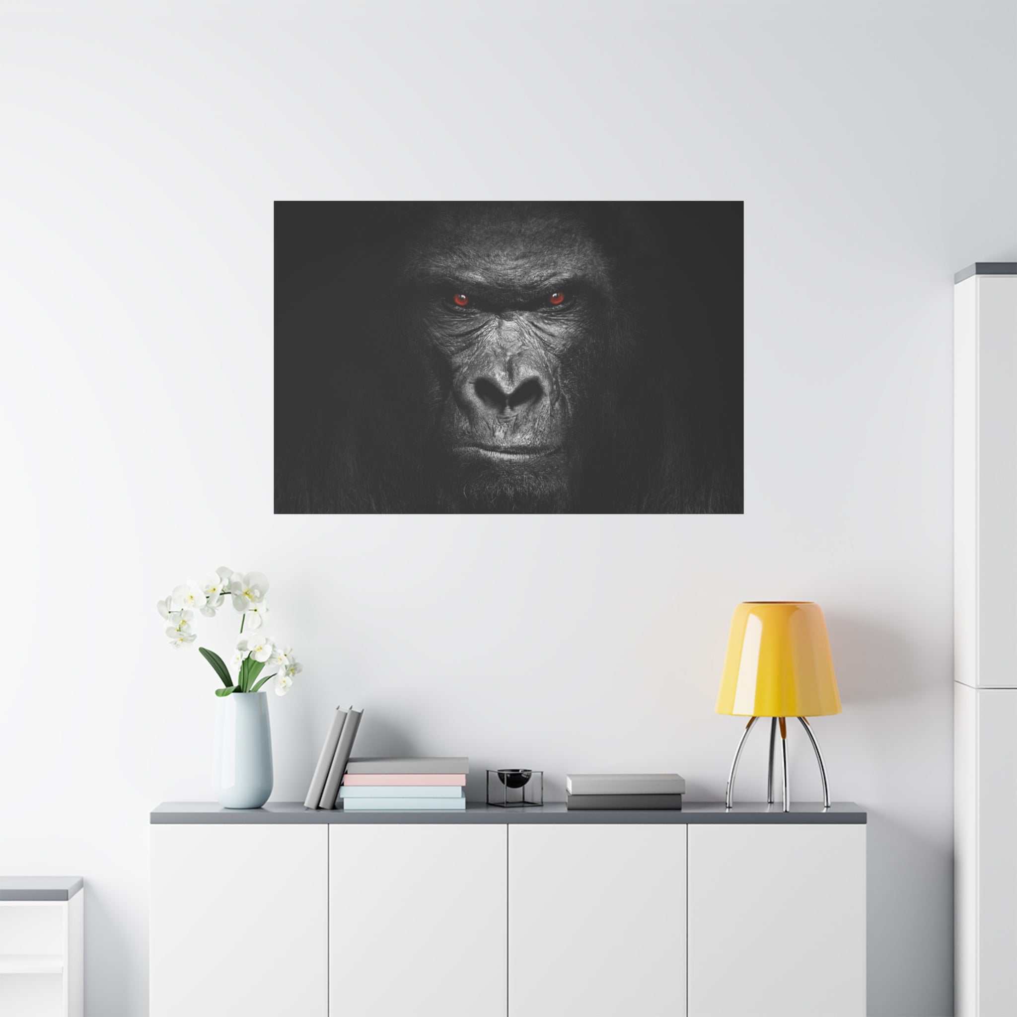 canvas-print-gorilla-face-wall-art-black-and-white-animal-decor-stretched-matte-canvas-wildlife-artwork-jungle-theme-room