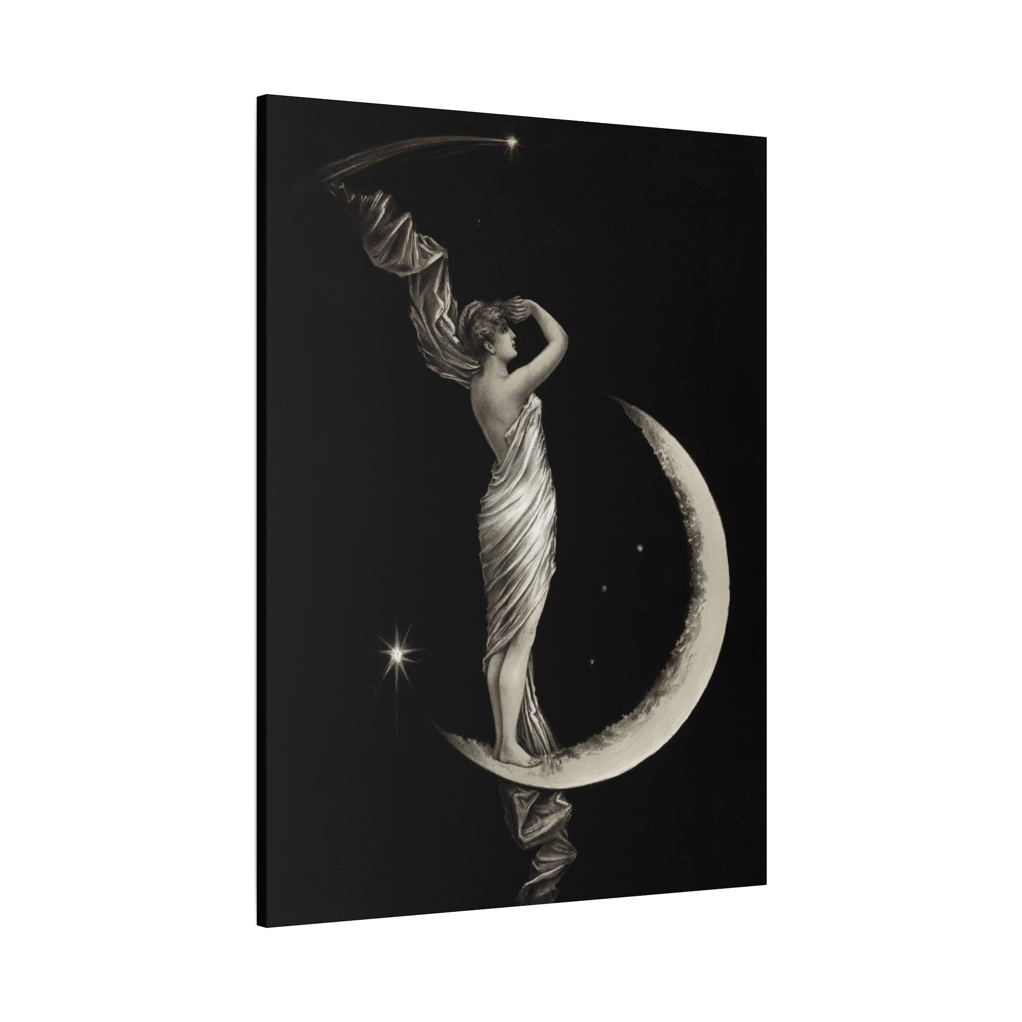 canvas-print-the-universal-favorite-1889-by-geo-h-walker-black-and-white-retro-art-moon-decor-comet-art-matte-canvas