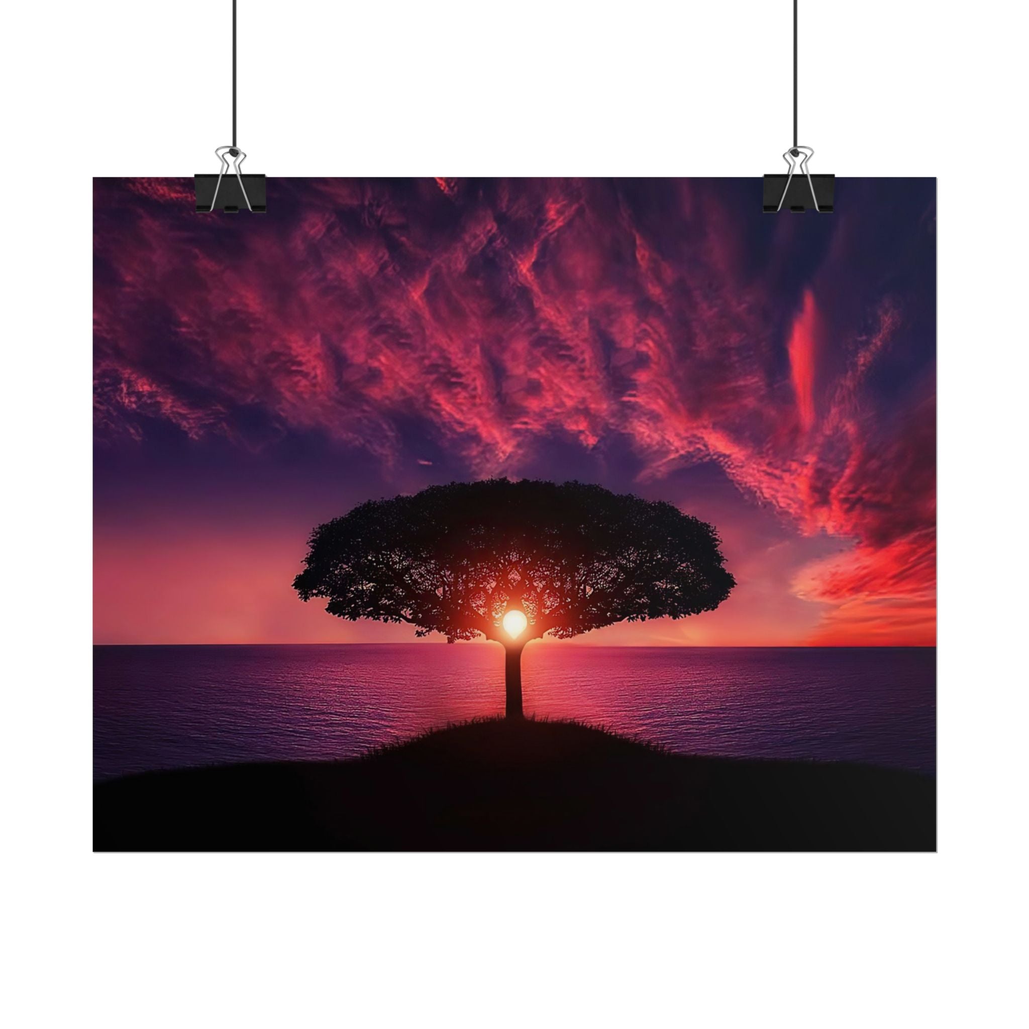 Panoramic Sunset Poster Print, Tree Wall Art, Scenery Decor, Exra Large Wall Art, Canvas Art Print, Landscape, Nature Wall Decor