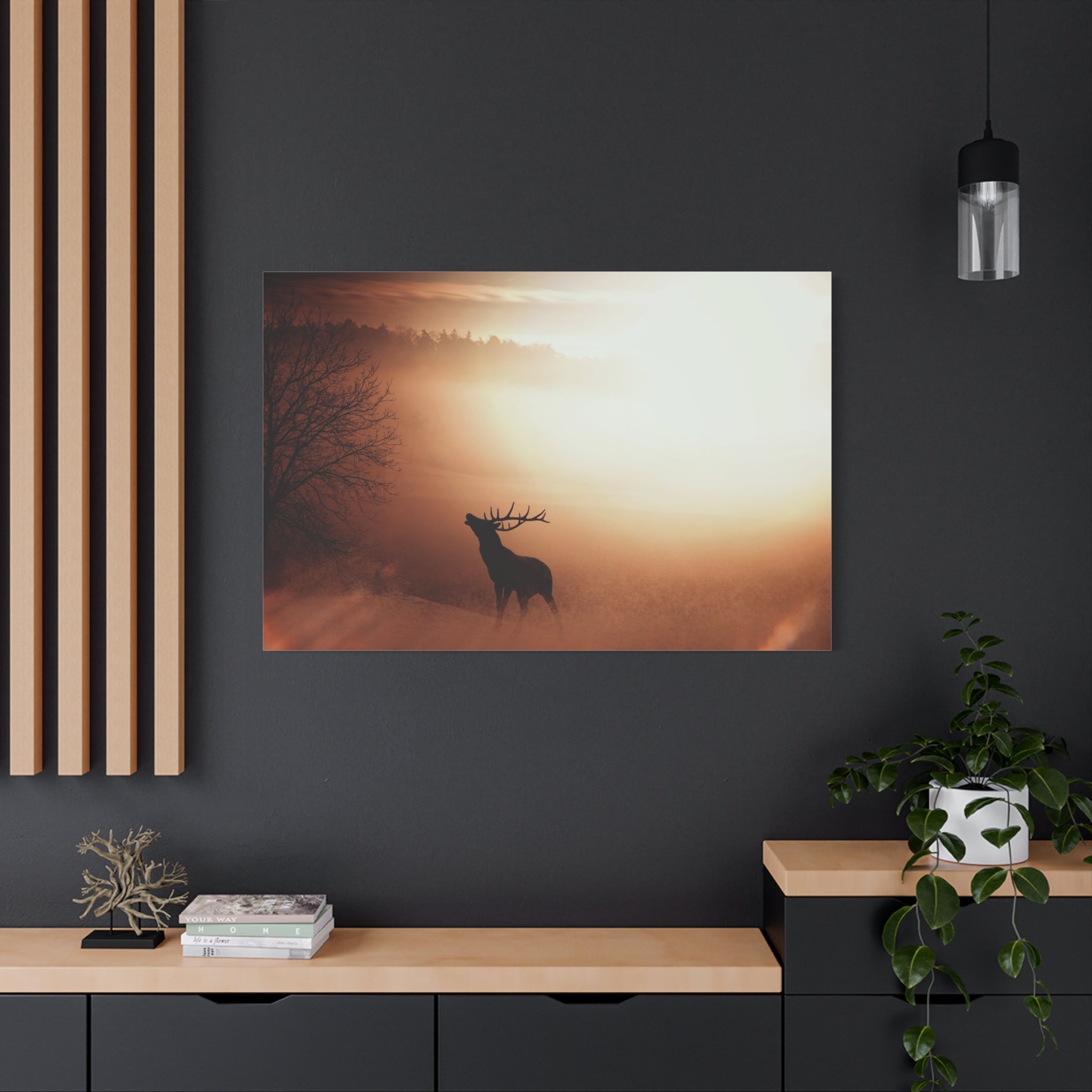canvas-print-elk-in-forest-nature-home-decor-animal-wall-art-wildlife-decor-matte-stretched-canvas