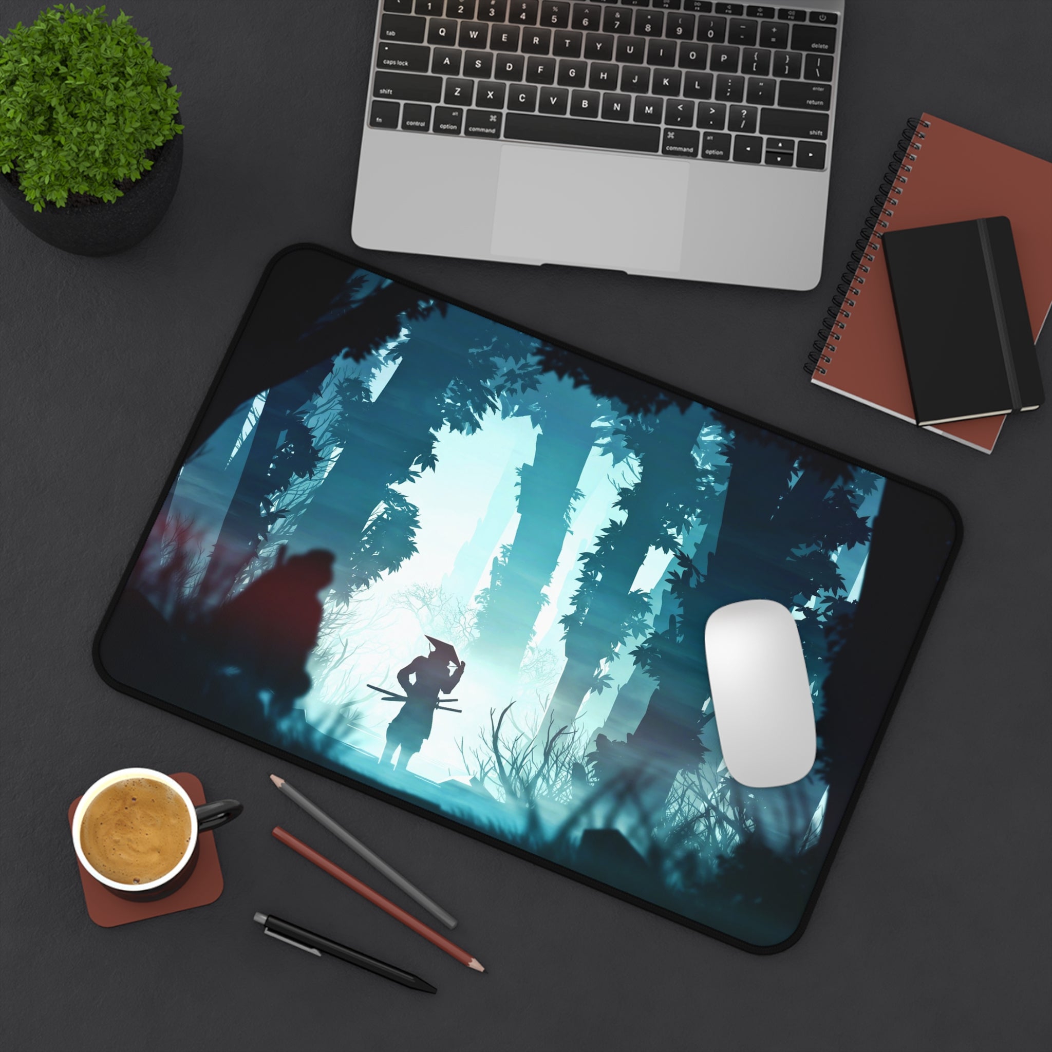 fantasy-samurai-warrior-mouse-pad-japanese-katana-samurai-warrior-in-forest-desk-mat-japanese-anime-samurai-desk-pad