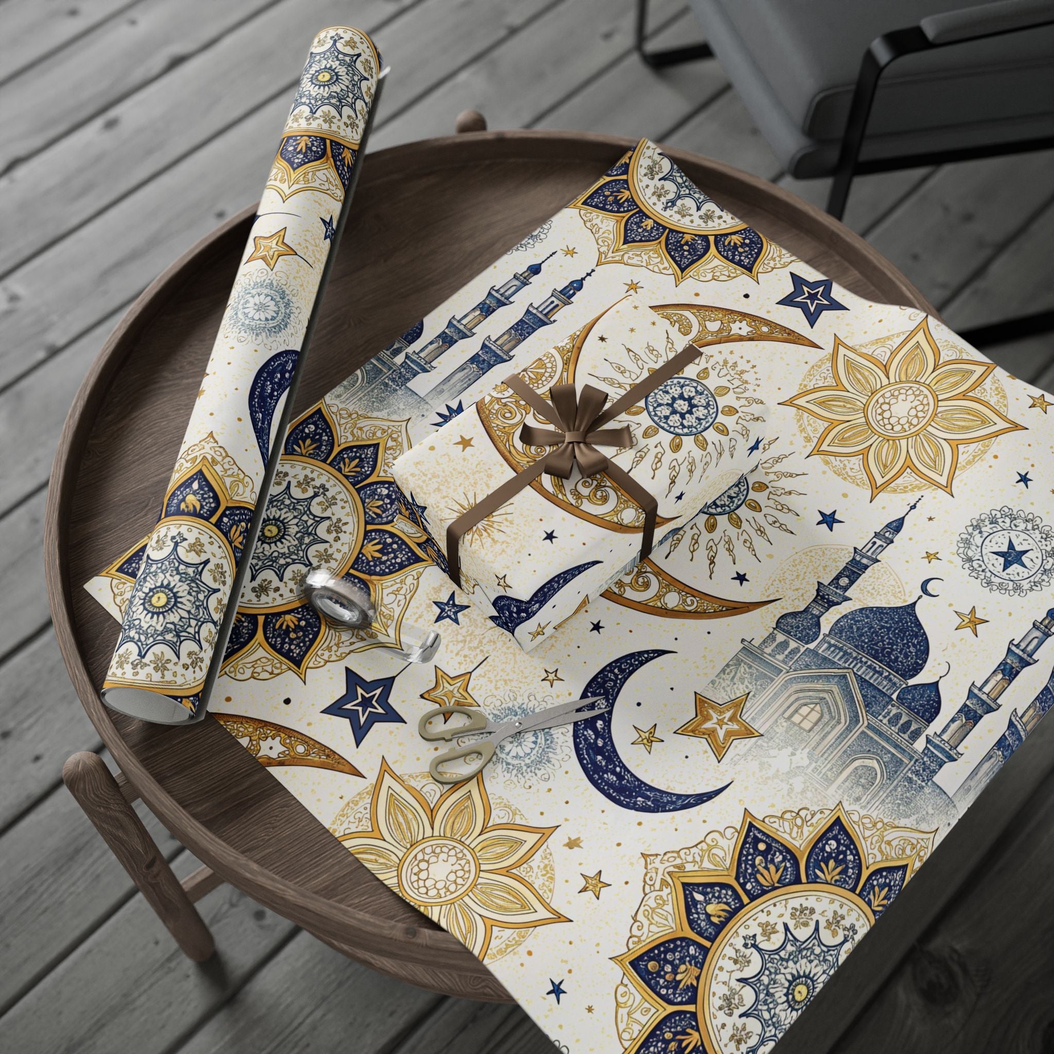 ramadan-night-wrapping-papers-islamic-crescent-moon-gift-wrap-mosque-silhouette-eid-holiday-supplies-festive-present-packagin