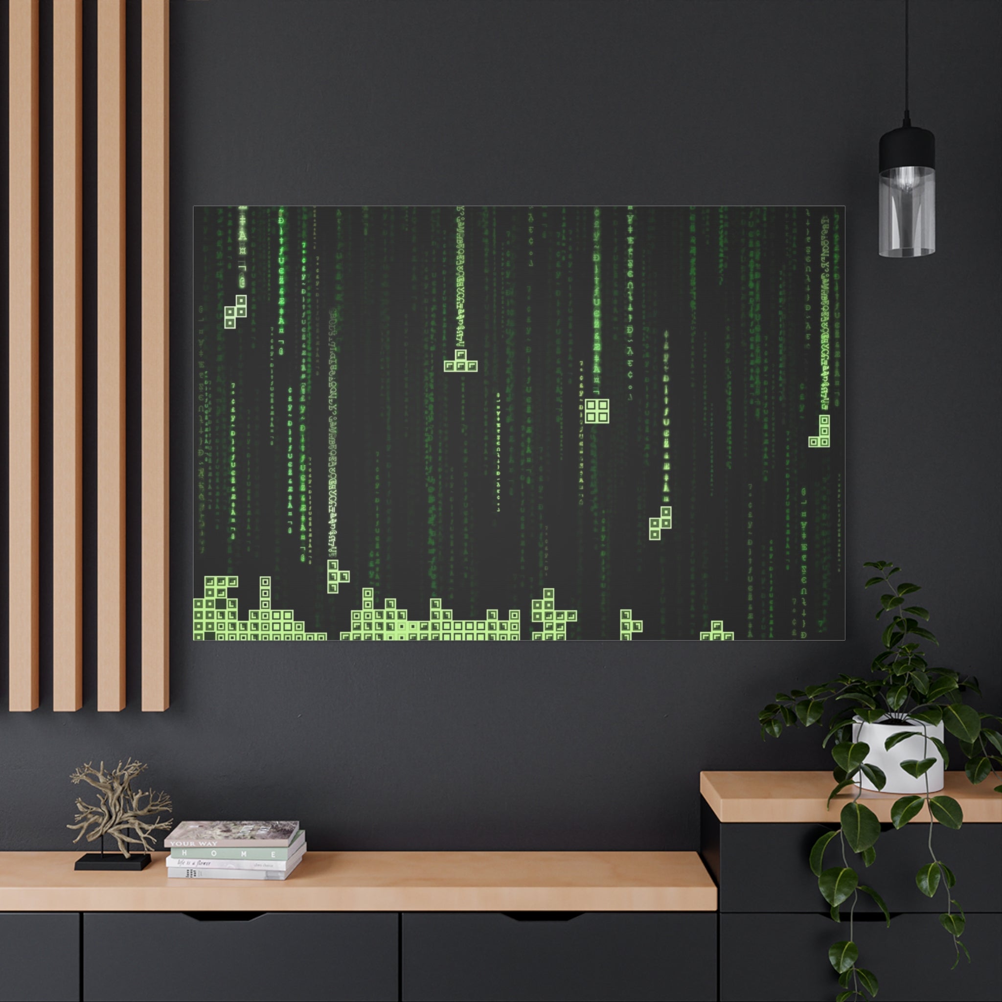 canvas-print-matrix-code-tetris-design-home-decor-wall-art-stretched-matte-canvas-unique-gift-idea-office-decoration