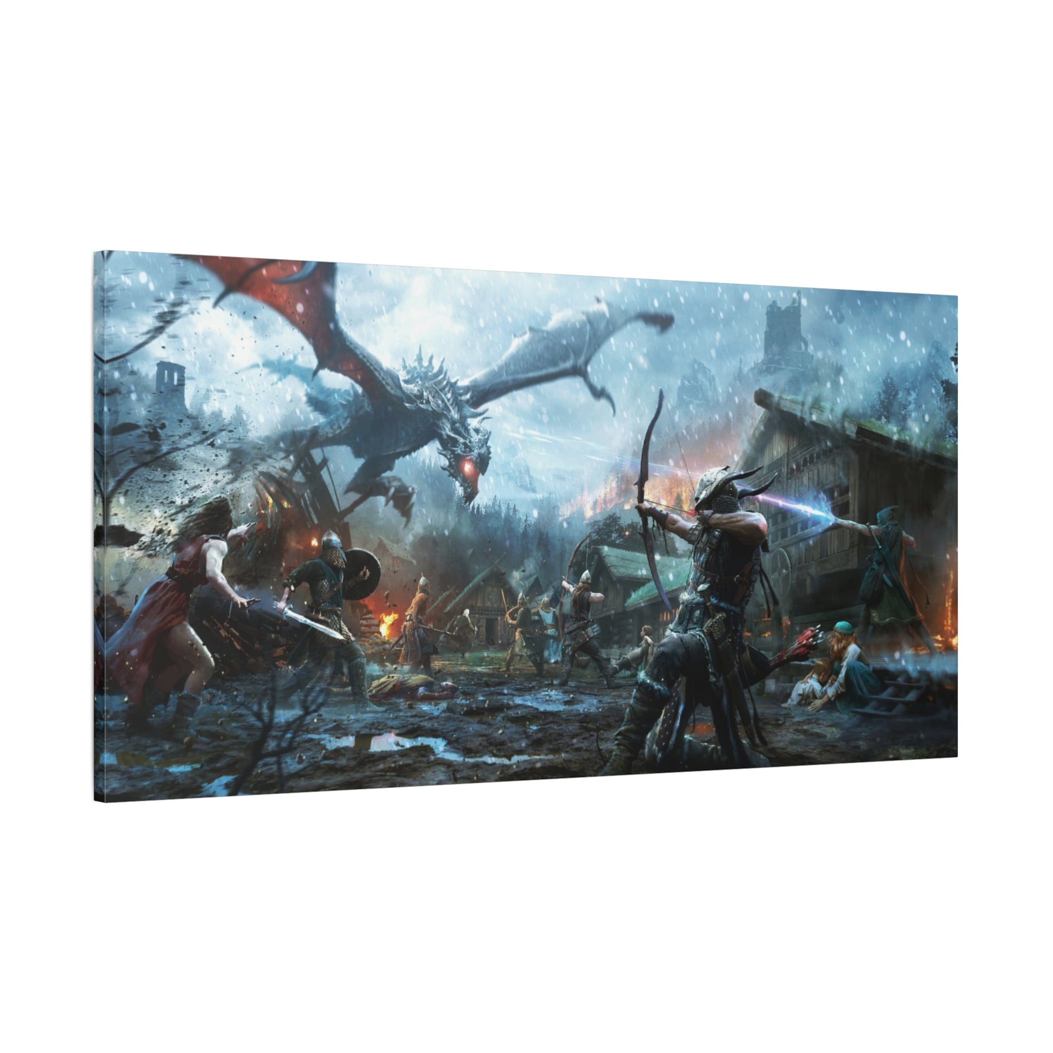 The Elder Scrolls Skyrim Canvas Wall Art - Dragon Game Canvas Print Room Decor, Gaming Wall Art, Skyrim Gift