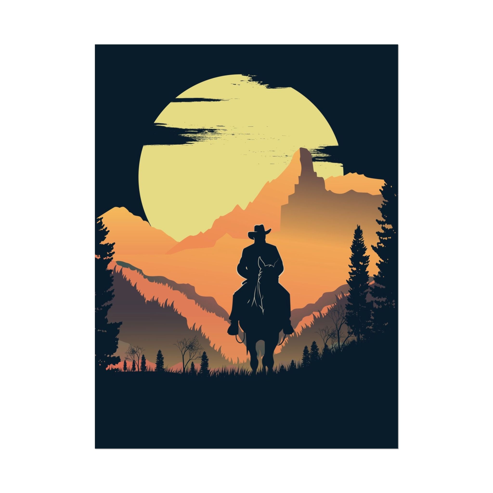 cowboy-western-poster-wall-decor-poster-print-rustic-southwestern-home-decoration-texas-desert-landscape-farmhouse-decor