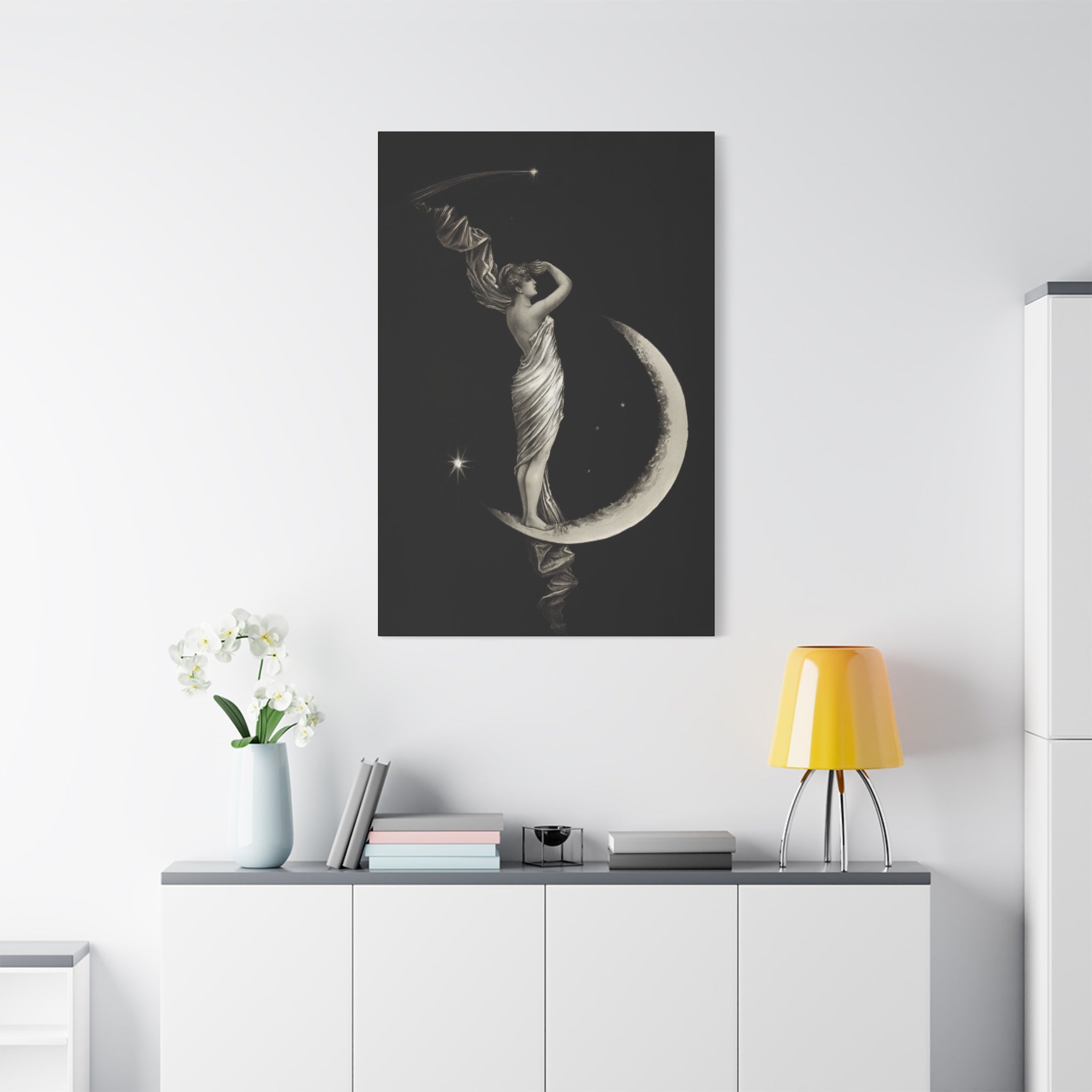 canvas-print-the-universal-favorite-1889-by-geo-h-walker-black-and-white-retro-art-moon-decor-comet-art-matte-canvas
