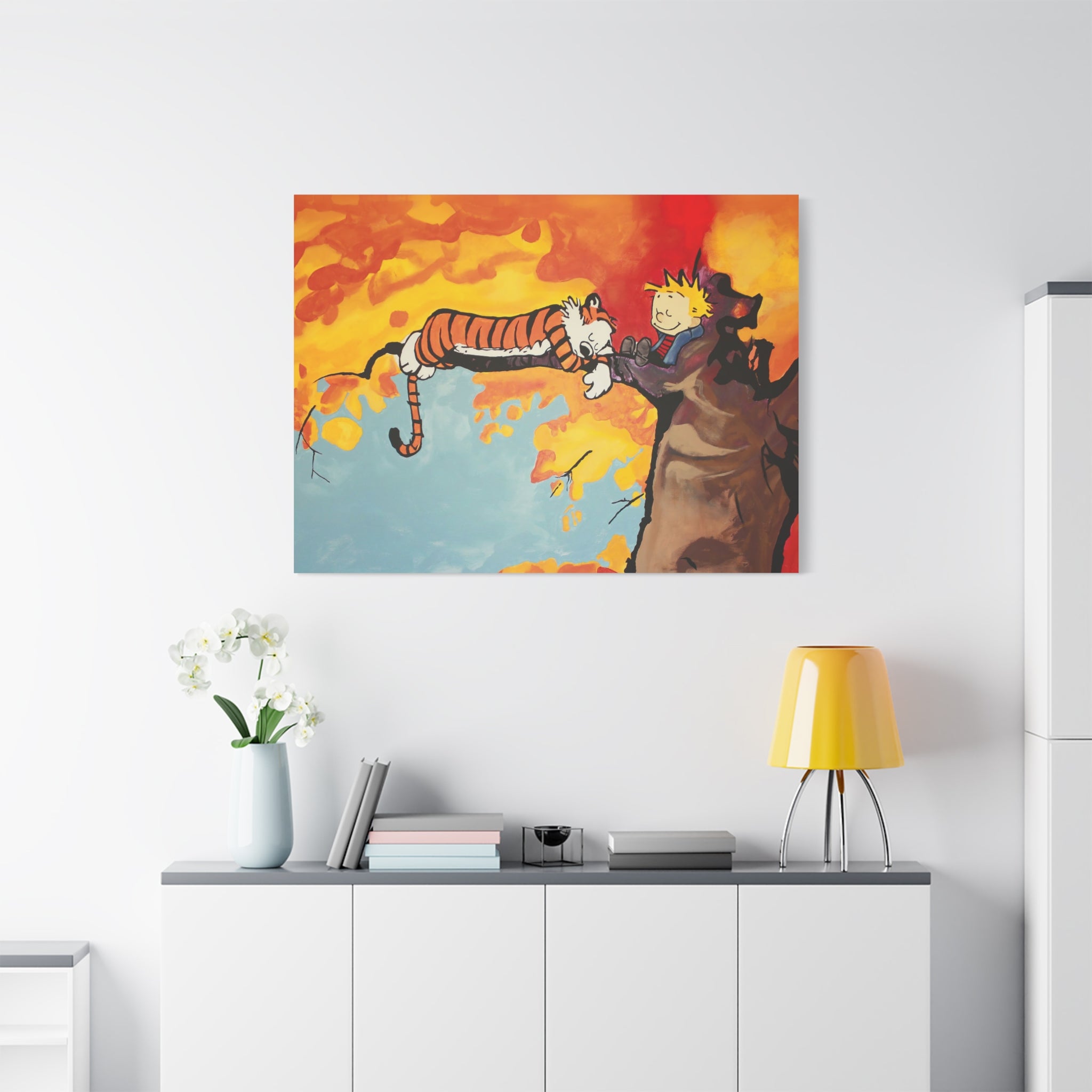 Calvin and Hobbes Canvas Wall Art - Nostalgic Comic Strip Poster for Nursery & Kids Room Decor - Friendship Theme Gift Idea