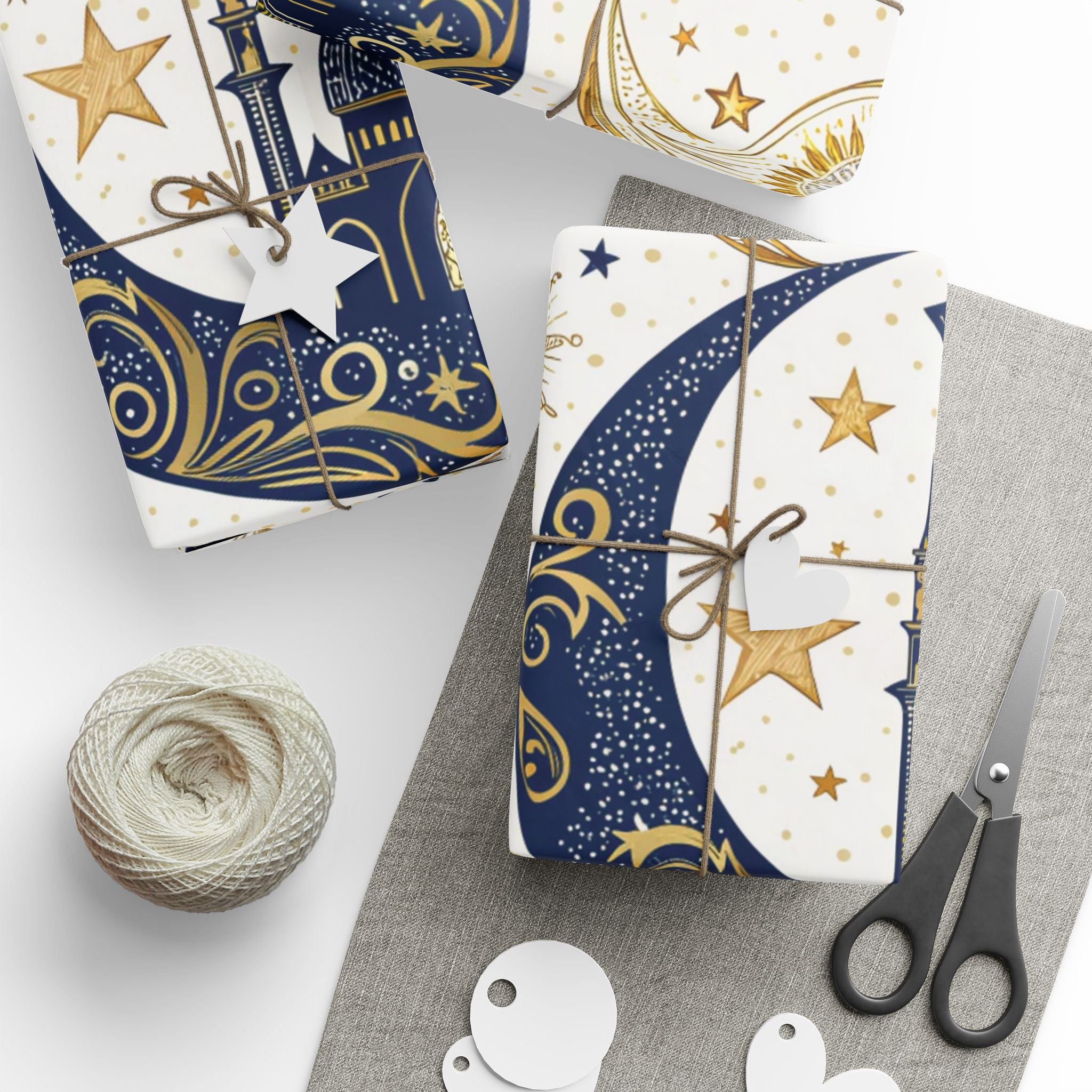 ramadan-night-wrapping-papers-islamic-crescent-moon-gift-wrap-mosque-silhouette-eid-holiday-supplies-festive-present-packagin