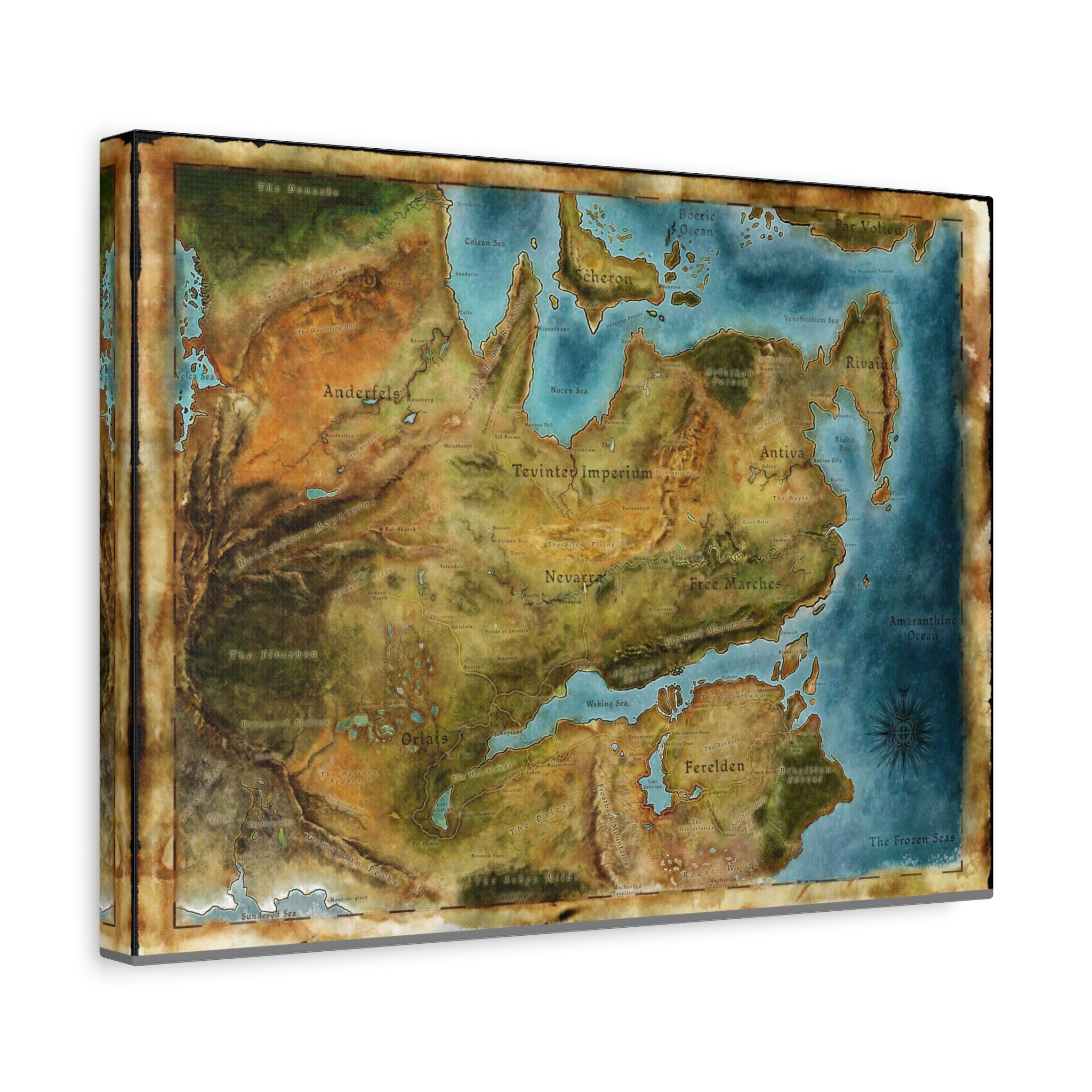 Dragon Age World Map Canvas Art - Fantasy Decor for Gamers, Gaming Wall Decor, Dragon Age Canvas Print