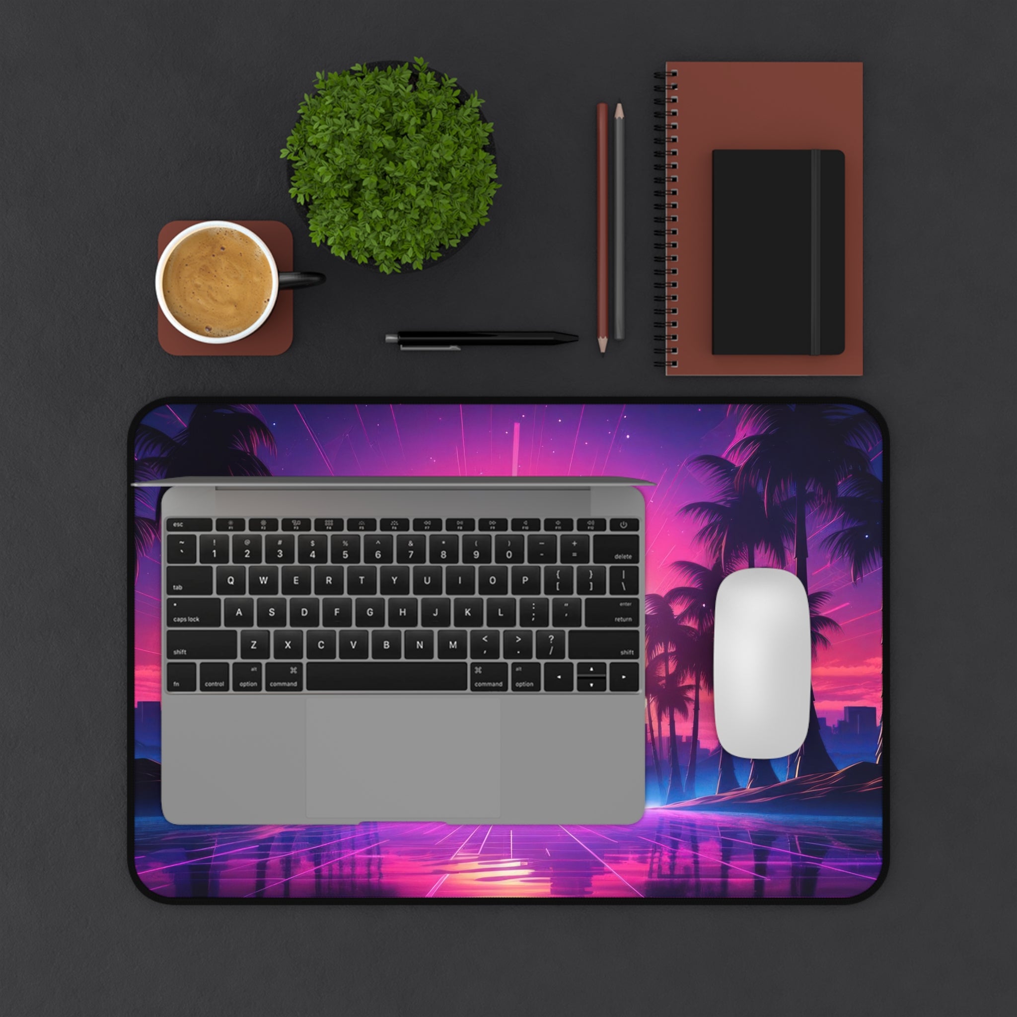 vaporwave-palm-tree-road-mouse-pad-retrowave-delorean-desk-mat-neon-synthwave-desk-pad-vaporwave-sun-and-mountains-vaporwave-