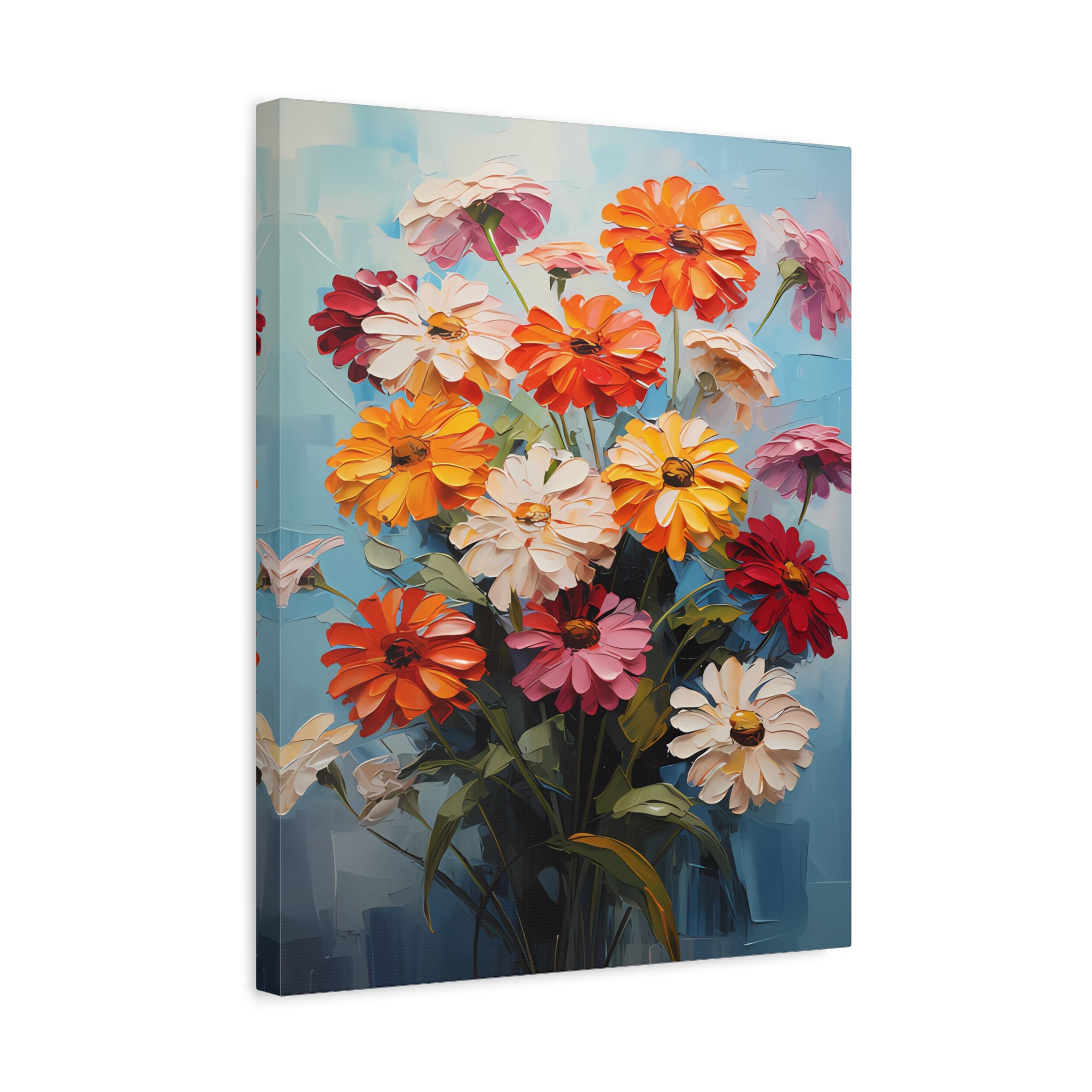 canvas-print-zinnia-flowers-impasto-matte-stretched-art-floral-wall-decor-botanical-artwork-impressionist-painting-reproducti