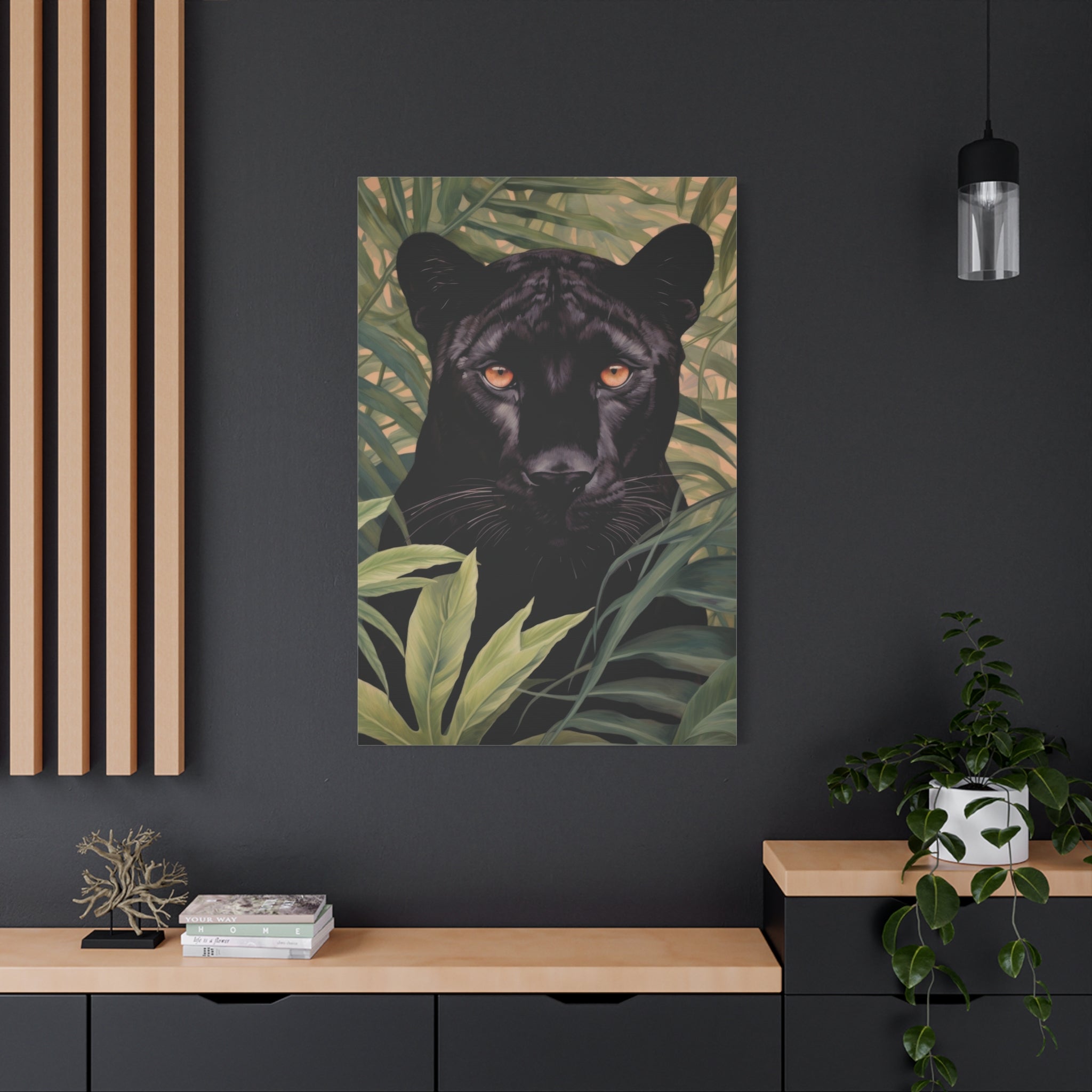 canvas-wall-art-black-panther-in-jungle-african-animal-decor-print-matte-stretched-canvas-wall-hanging-wildlife-theme
