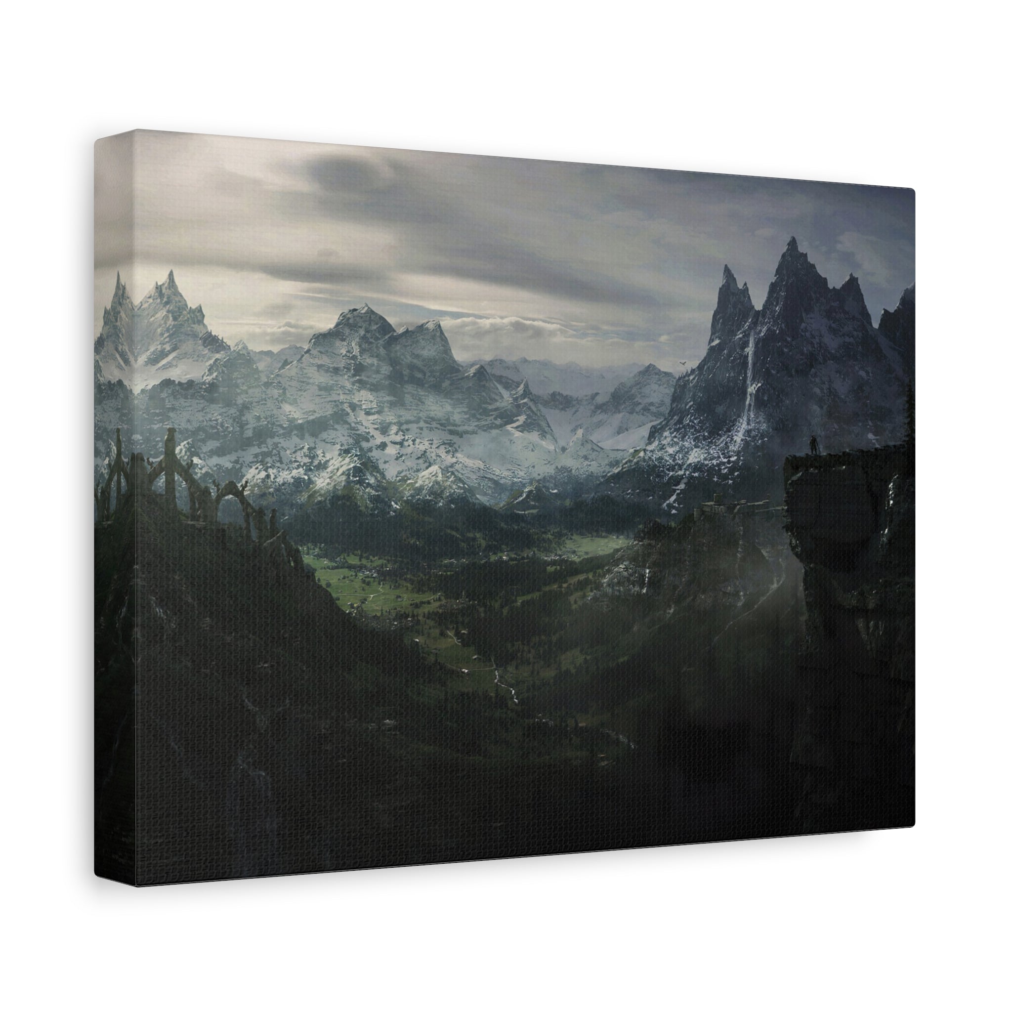 The Elder Scrolls Skyrim Canvas Wall Art - Dark Landscape Dragon Game Canvas Print Room Decor, Gaming Wall Art, Skyrim Gift