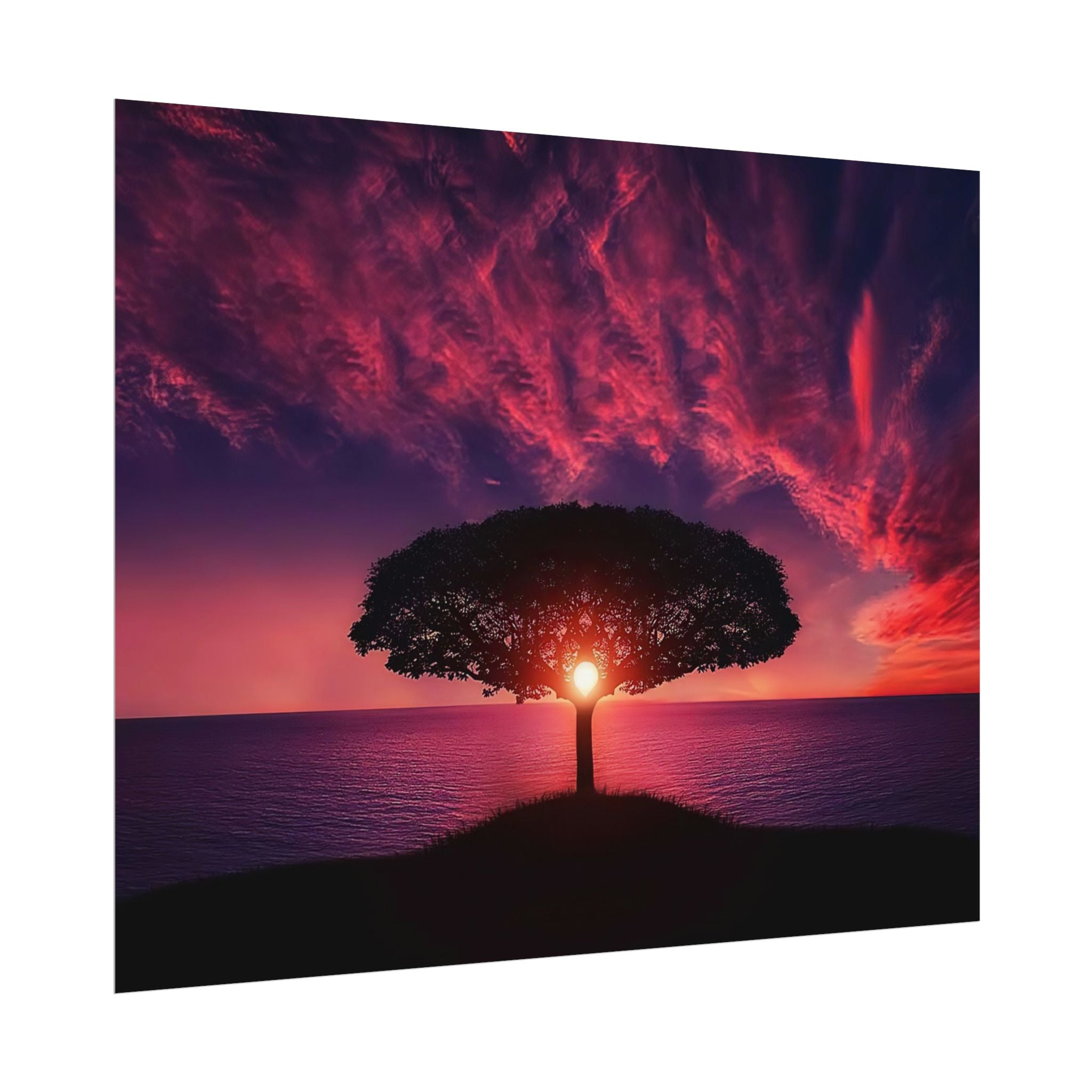 Panoramic Sunset Poster Print, Tree Wall Art, Scenery Decor, Exra Large Wall Art, Canvas Art Print, Landscape, Nature Wall Decor