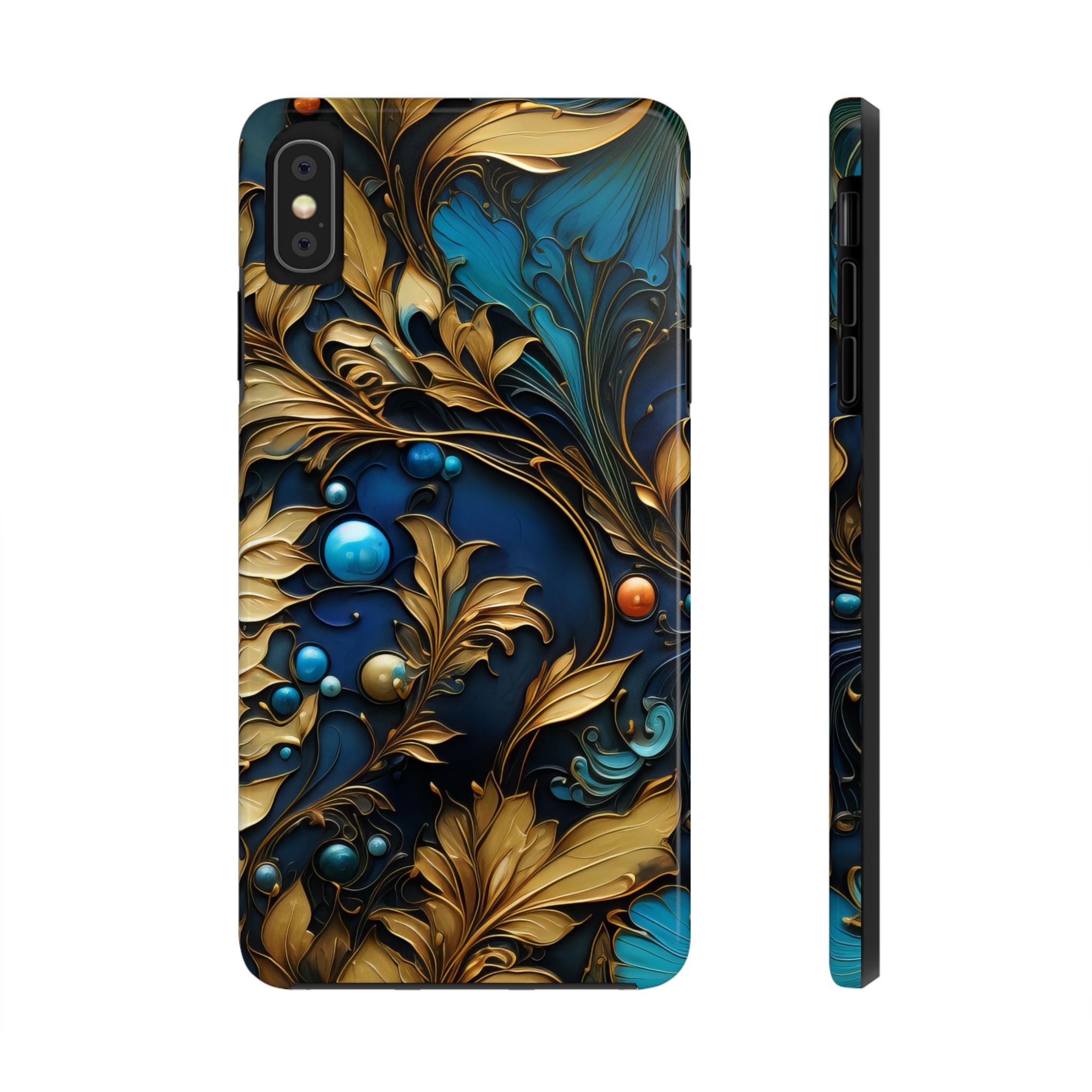 textured-art-nouveau-floral-tough-phone-case-cottagecore-iphone-case-unique-floral-phone-cover-vintage-style-iphone-case-prot