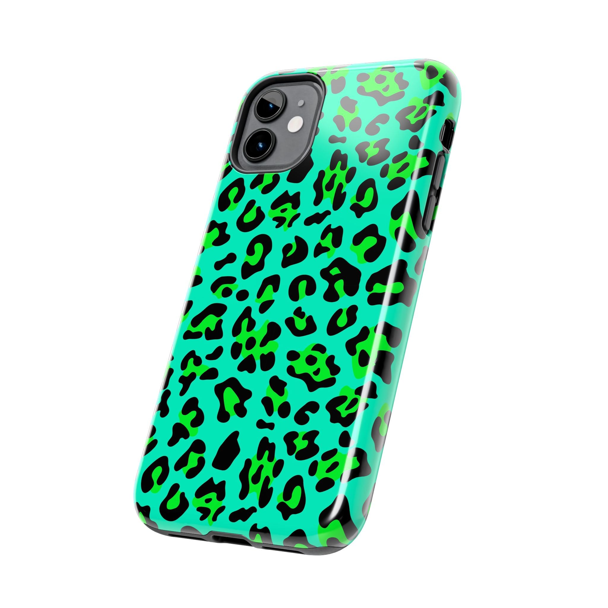 neon-green-teal-leopard-iphone-tough-case-stylish-phone-cover-protective-cellphone-case-trendy-smartphone-accessory-gift-for-
