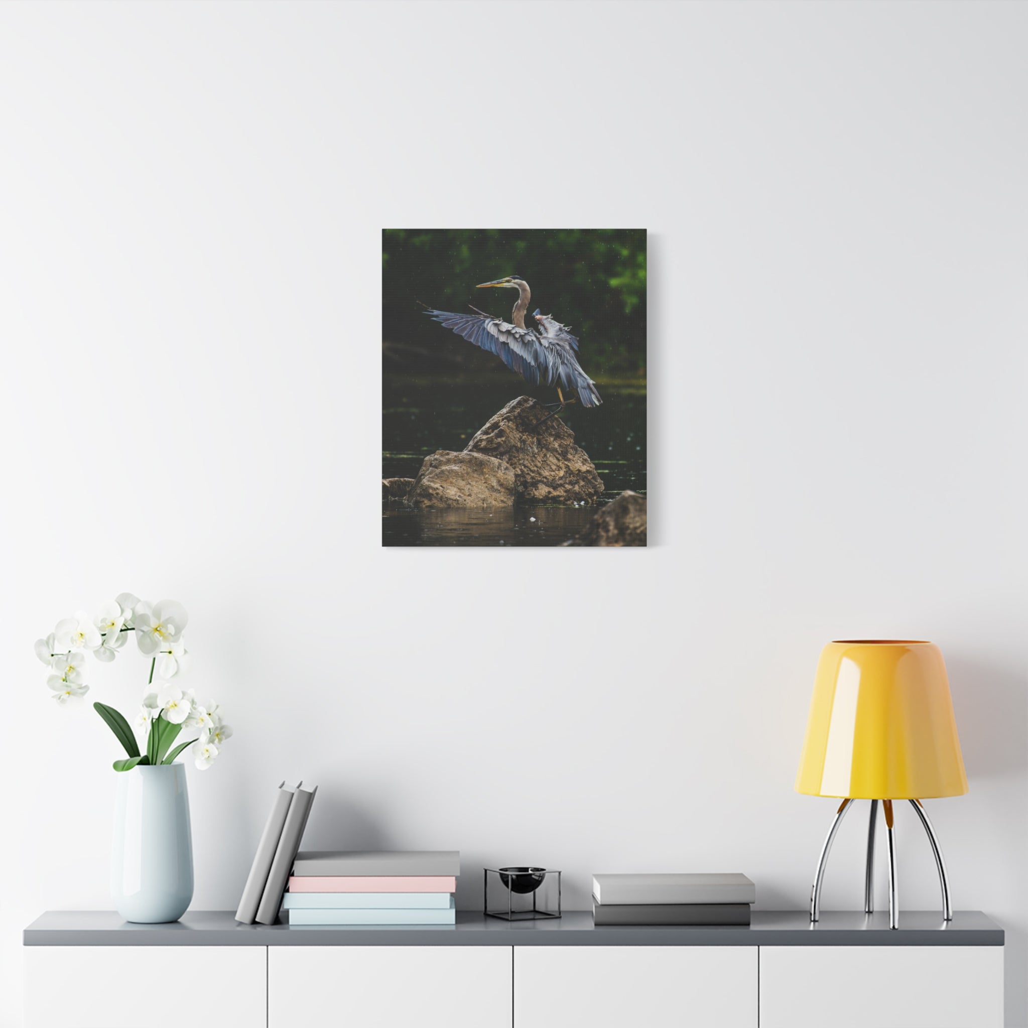 canvas-print-wall-art-great-blue-heron-matte-canvas-stretched-home-decor-bird-lover-gift-nature-wall-hanging-wildlife