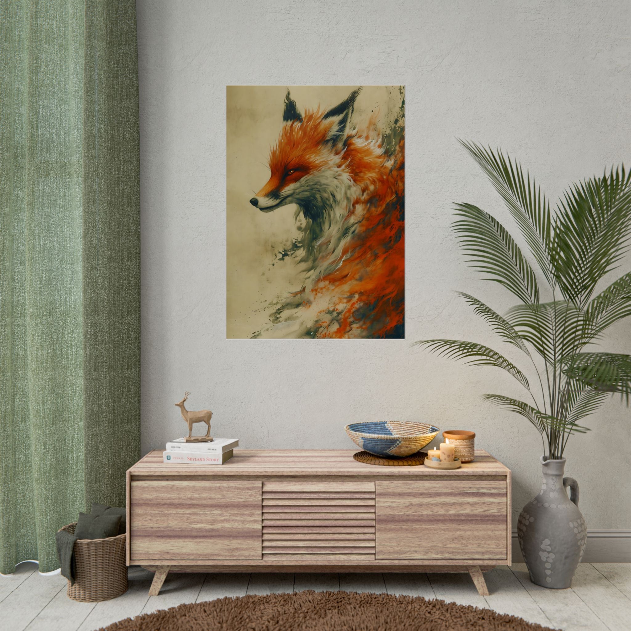 fantasy-red-fox-poster-print-rolled-posters-wall-art-animal-lover-gift-unique-home-decor-wildlife-art-print-fox-lover-birthda