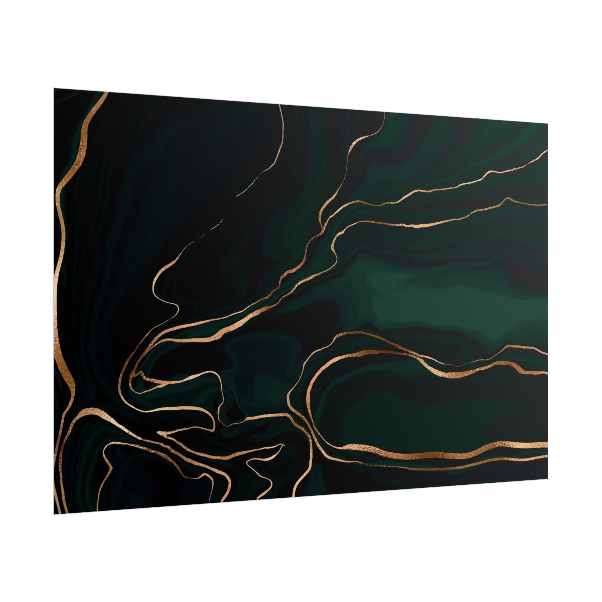 Abstract Green Gold Poster Print - Wall Art, Home Decor, Office Decor, Green Canvas Bedroom, Modern Art, Green Print