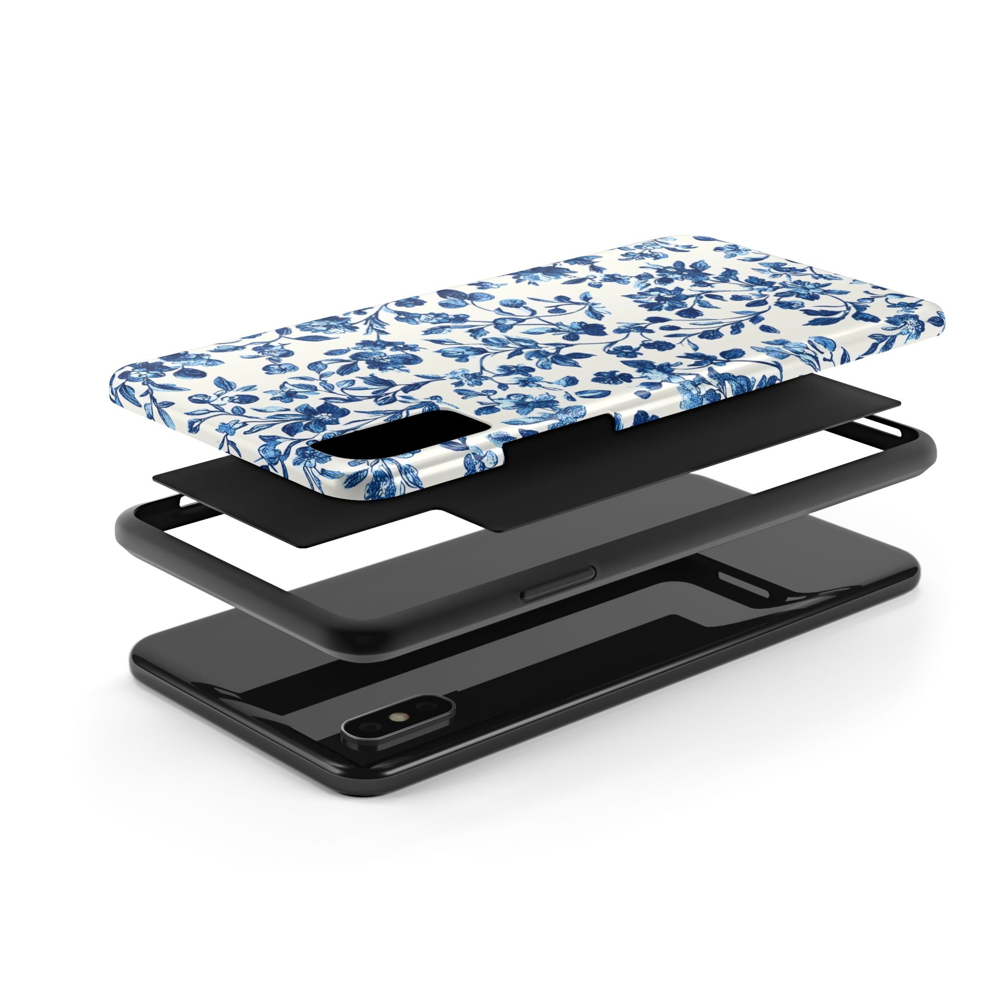 french-toile-floral-tough-phone-case-blue-phone-cover-protective-iphone-case-hard-shell-cellphone-case-vintage-design-phone-c