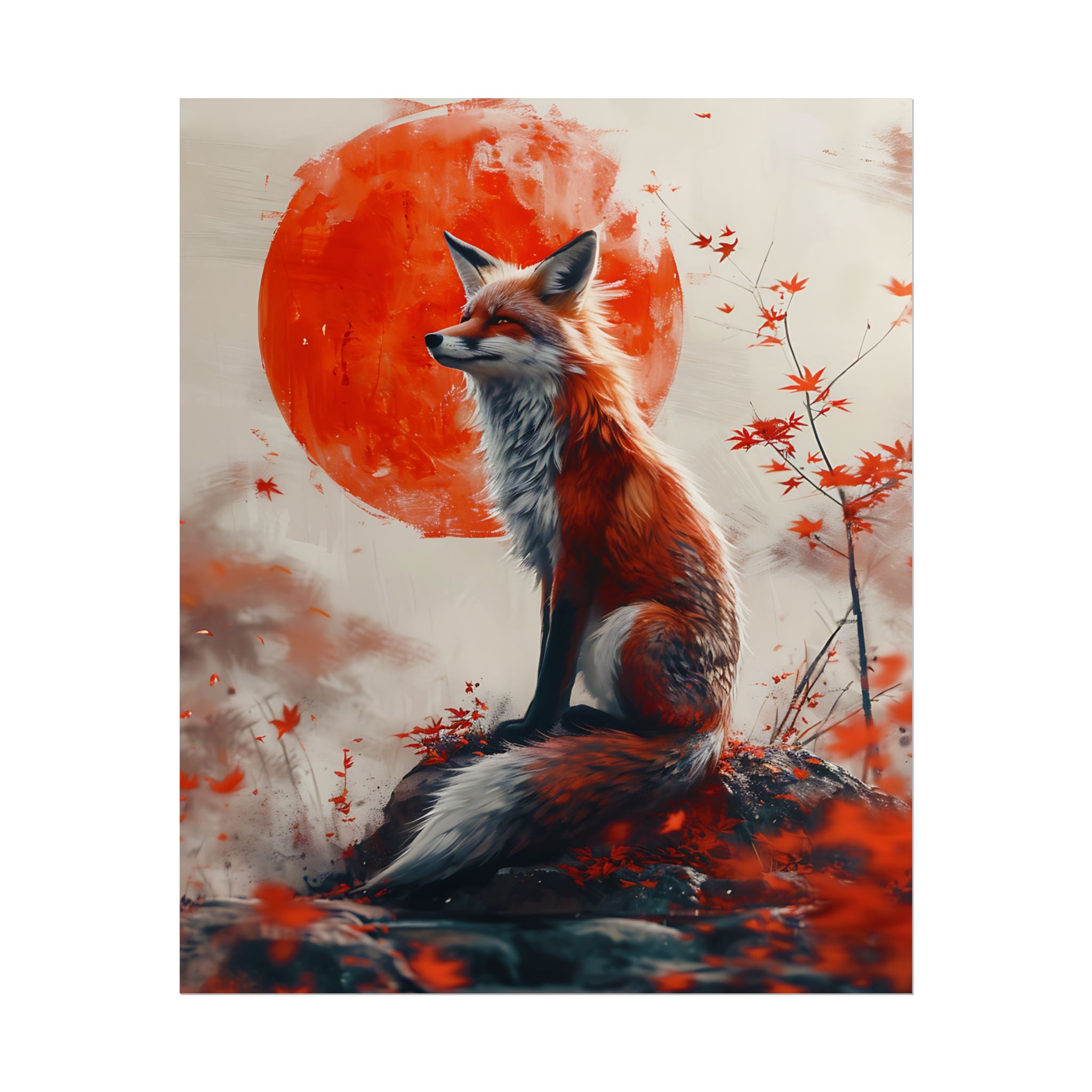 red-fox-poster-print-fantasy-decor-wildlife-wall-art-red-sun-home-decor-animal-lover-gift-nature-print-fantasy-art-decor