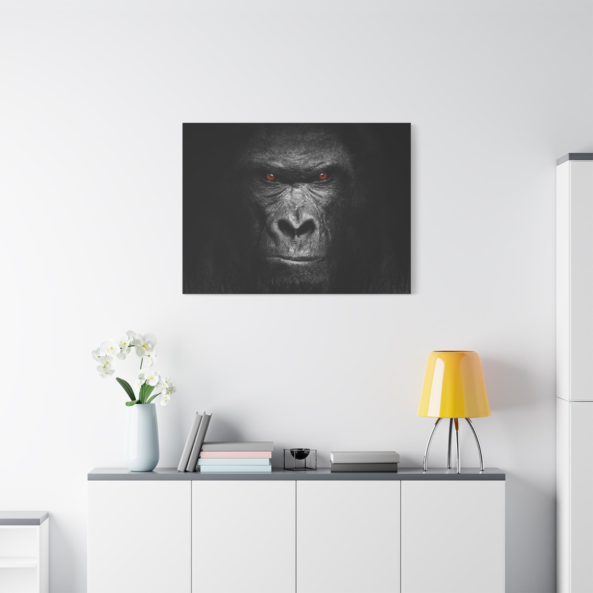 canvas-print-gorilla-face-wall-art-black-and-white-animal-decor-stretched-matte-canvas-wildlife-artwork-jungle-theme-room