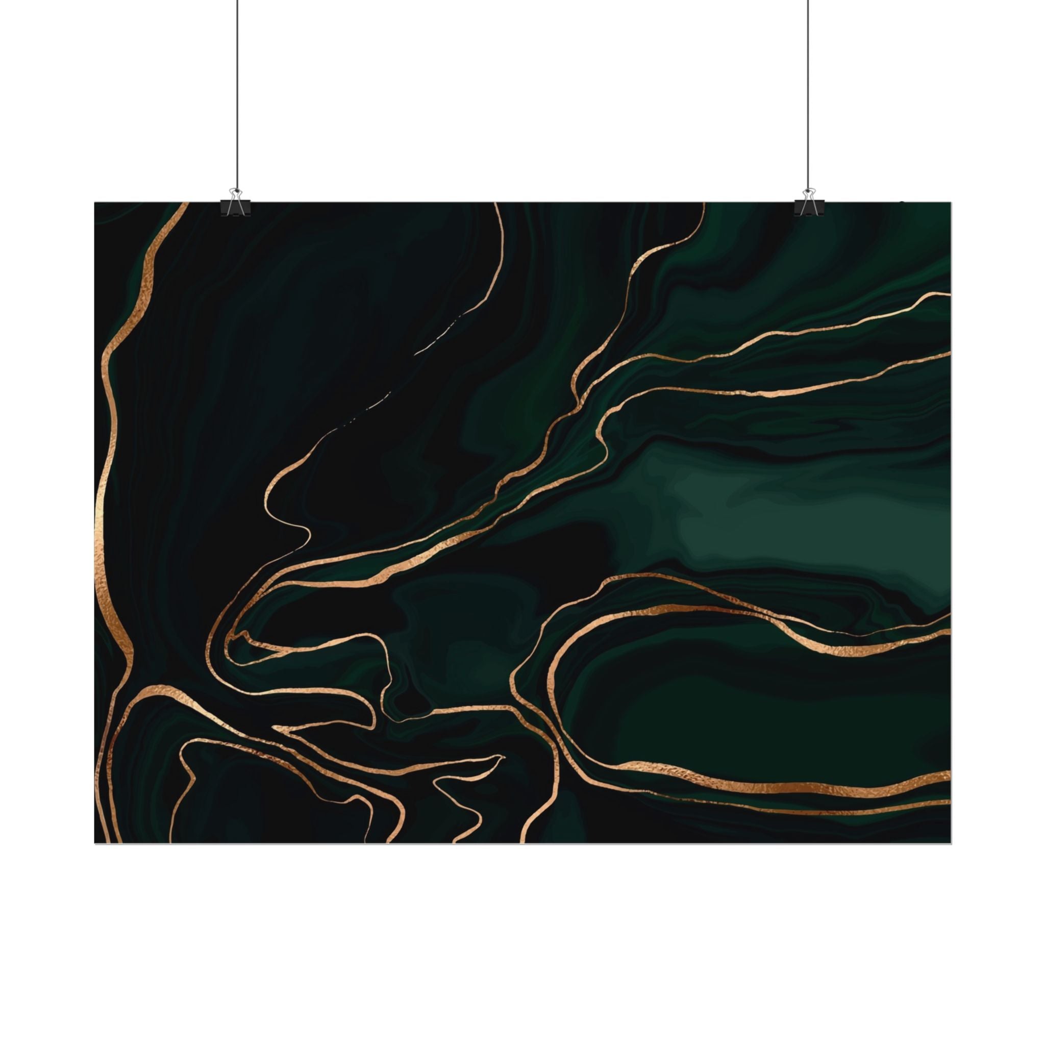 Abstract Green Gold Poster Print - Wall Art, Home Decor, Office Decor, Green Canvas Bedroom, Modern Art, Green Print