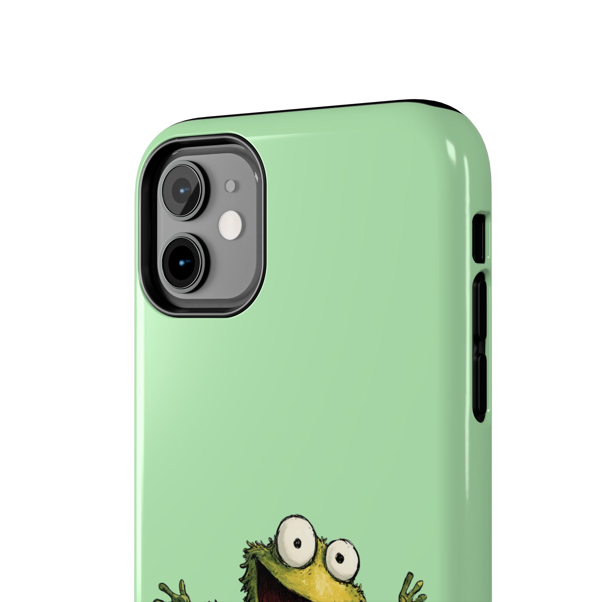 Quirky Funny Frog iPhone Tough Case - Kawaii Animal Phone Cover - Frog Protective Phone Cover - Green iPhone Case