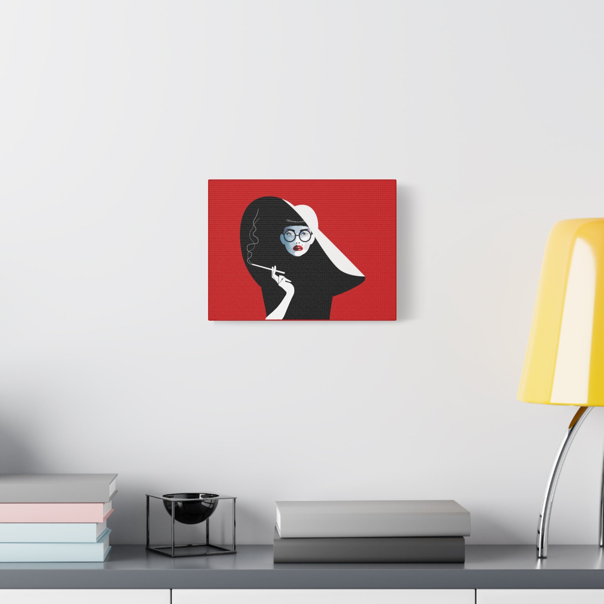 canvas-print-woman-smoking-cigarettes-wall-decor-woman-with-a-hat-style-stretched-matte-canvas-home-decor-living-room